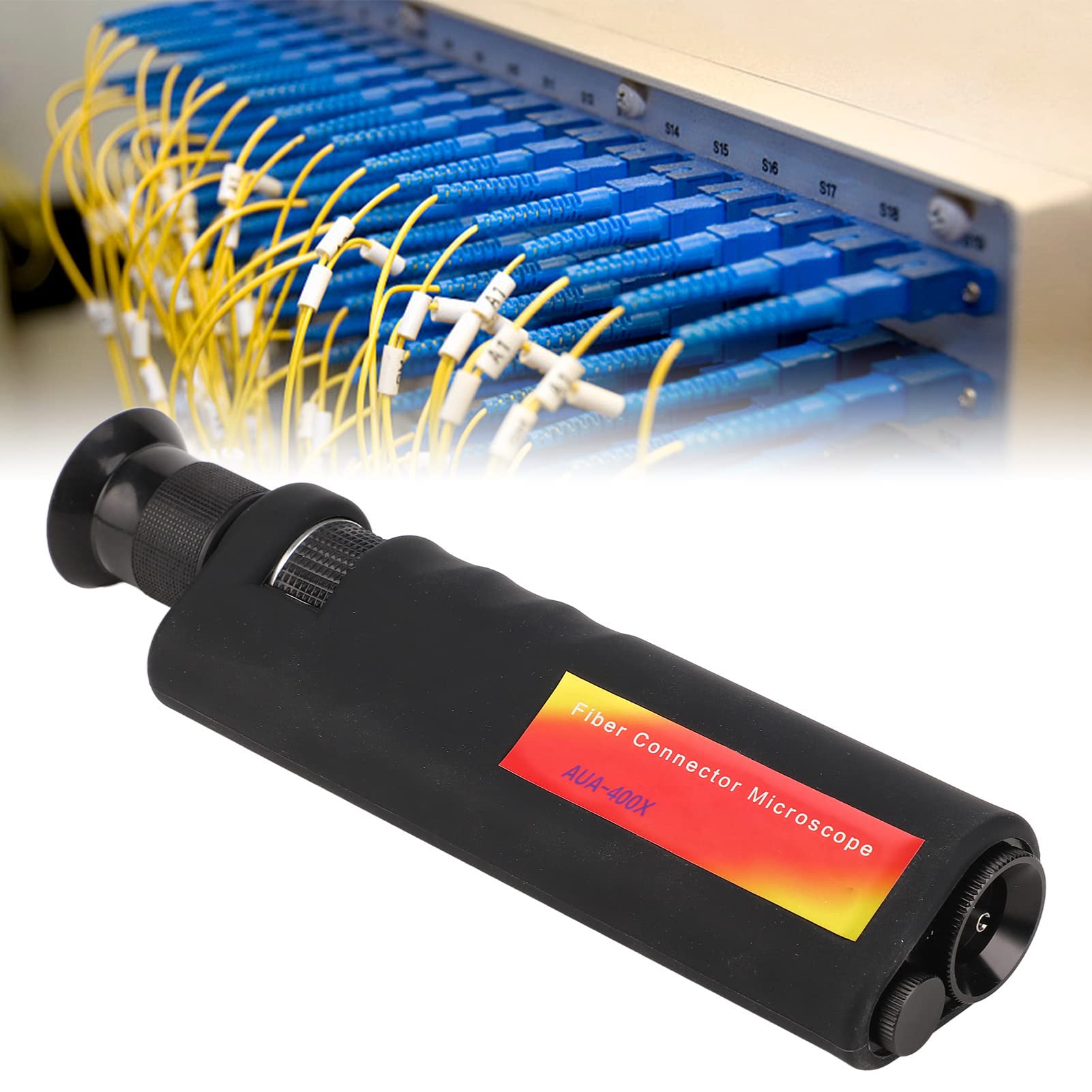 Microscopio de Fibra Óptica Portátil 400x Aumento - Compatible con SC FC ST LC SC - Interfaces 2,5mm y 1,25mm - Carcasa Antideslizante Goma - Estructura Aluminio ABS Resistente