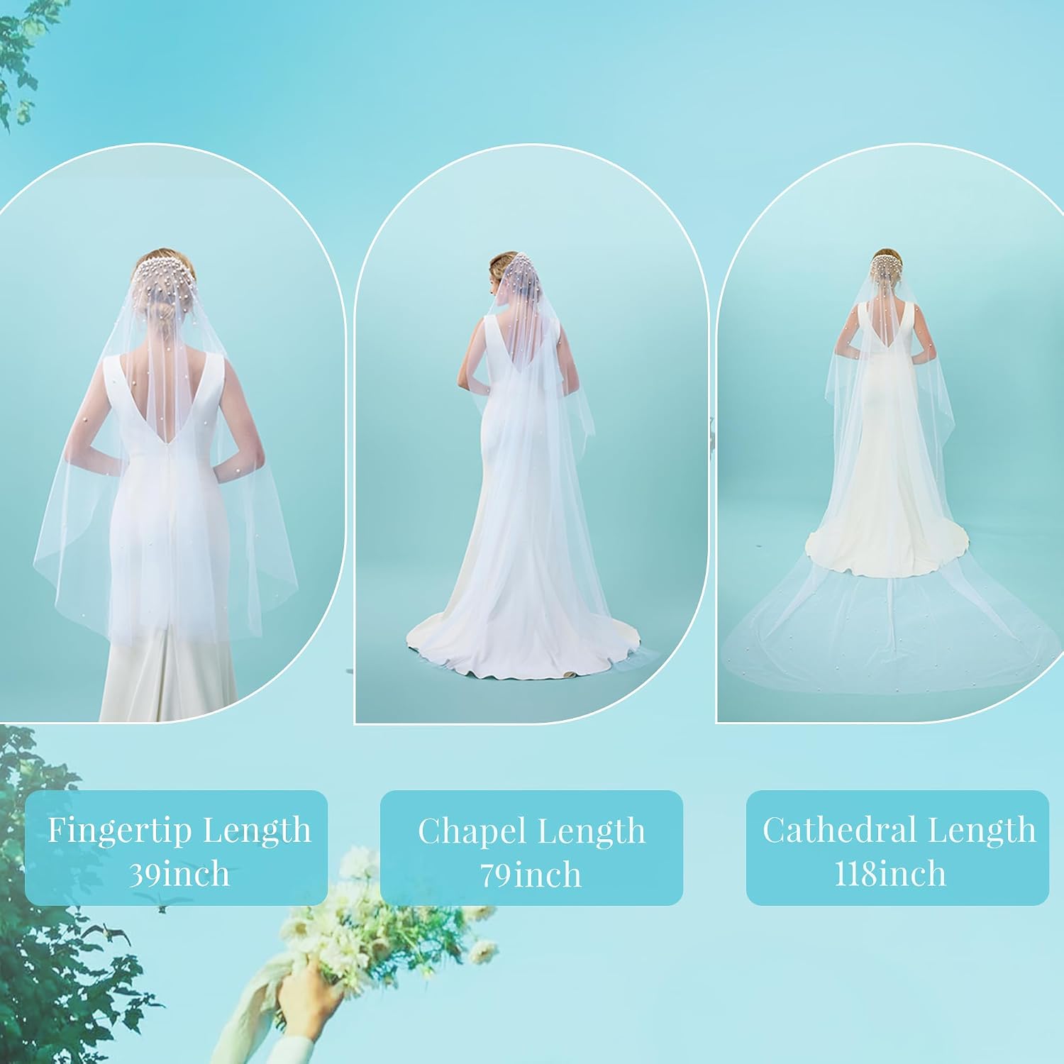 Wedding Veil,Pearl Bridal Tulle Veil, With Metal Comb Veils for Women Wedding