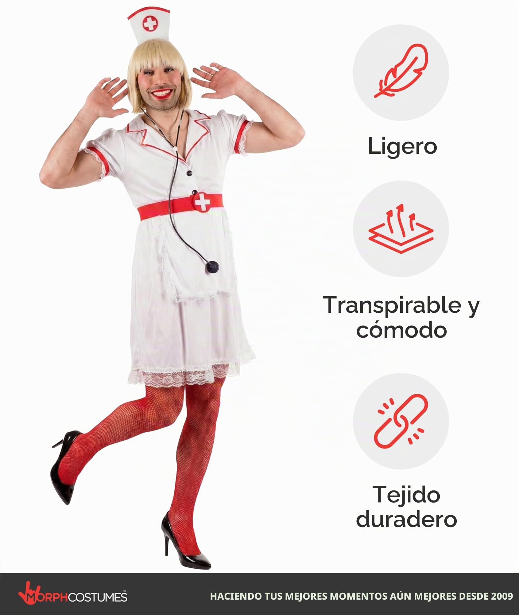 Fun Shack Disfraz Enfermera Adulto, Traje Enfermero Hombre, Disfraces Enfermeras, Despedida Soltero, Disfraz Carnaval Halloween
