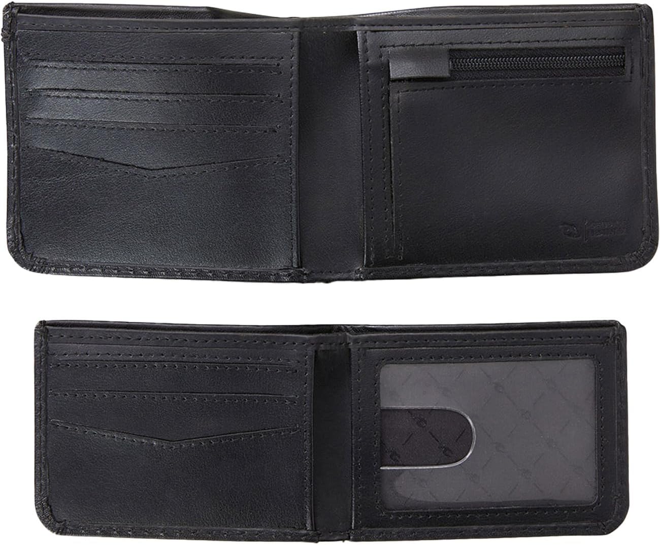 RIP CURL Brand Stripe RFID 2 in 1 Leather Wallet in Black, Black, Casual