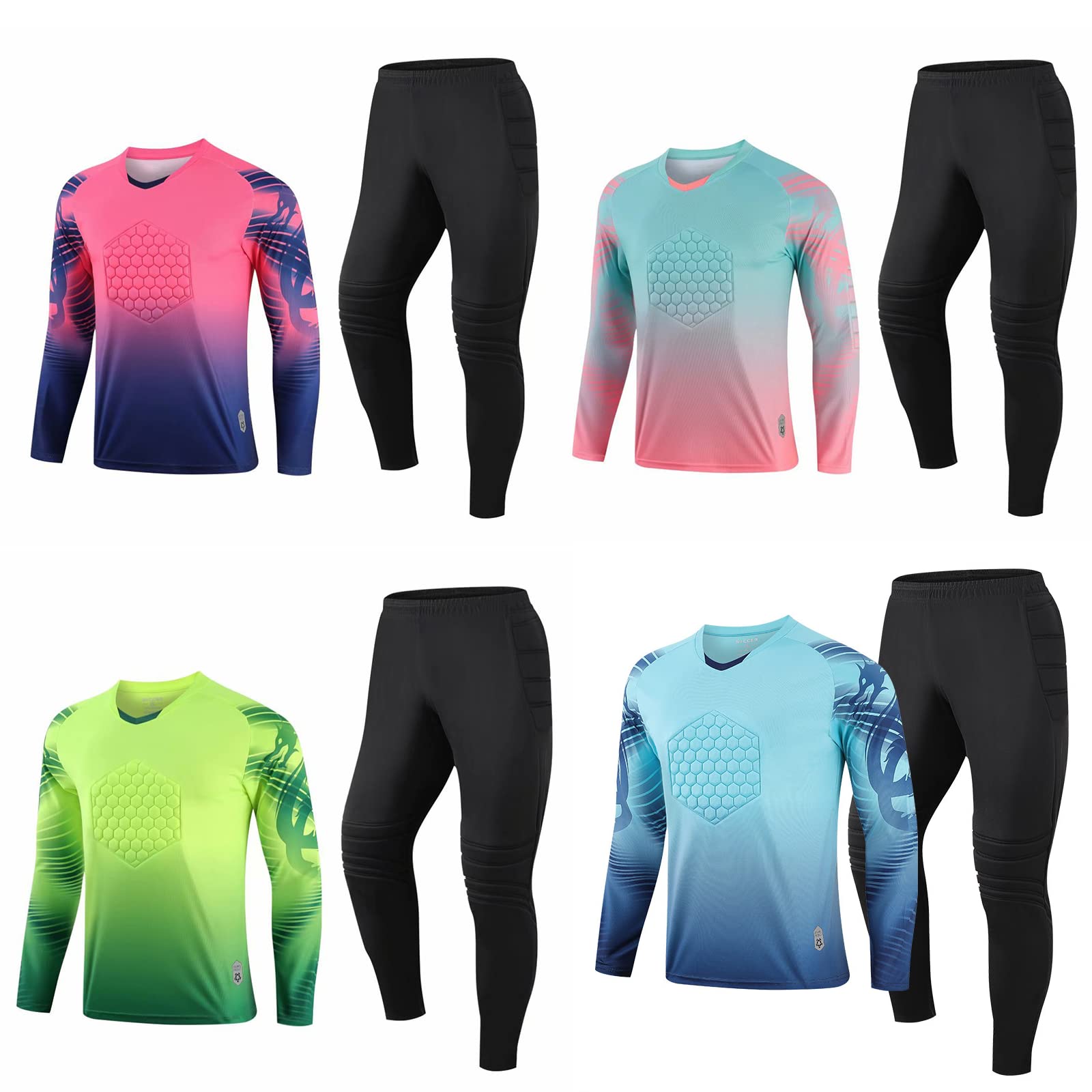 Camiseta de Portero Personalizado para niños Adultos, Mangas largas y Pantalones Cortos de Portero, Pantalones Personalizados con su Nombre, número, Equipo, número.