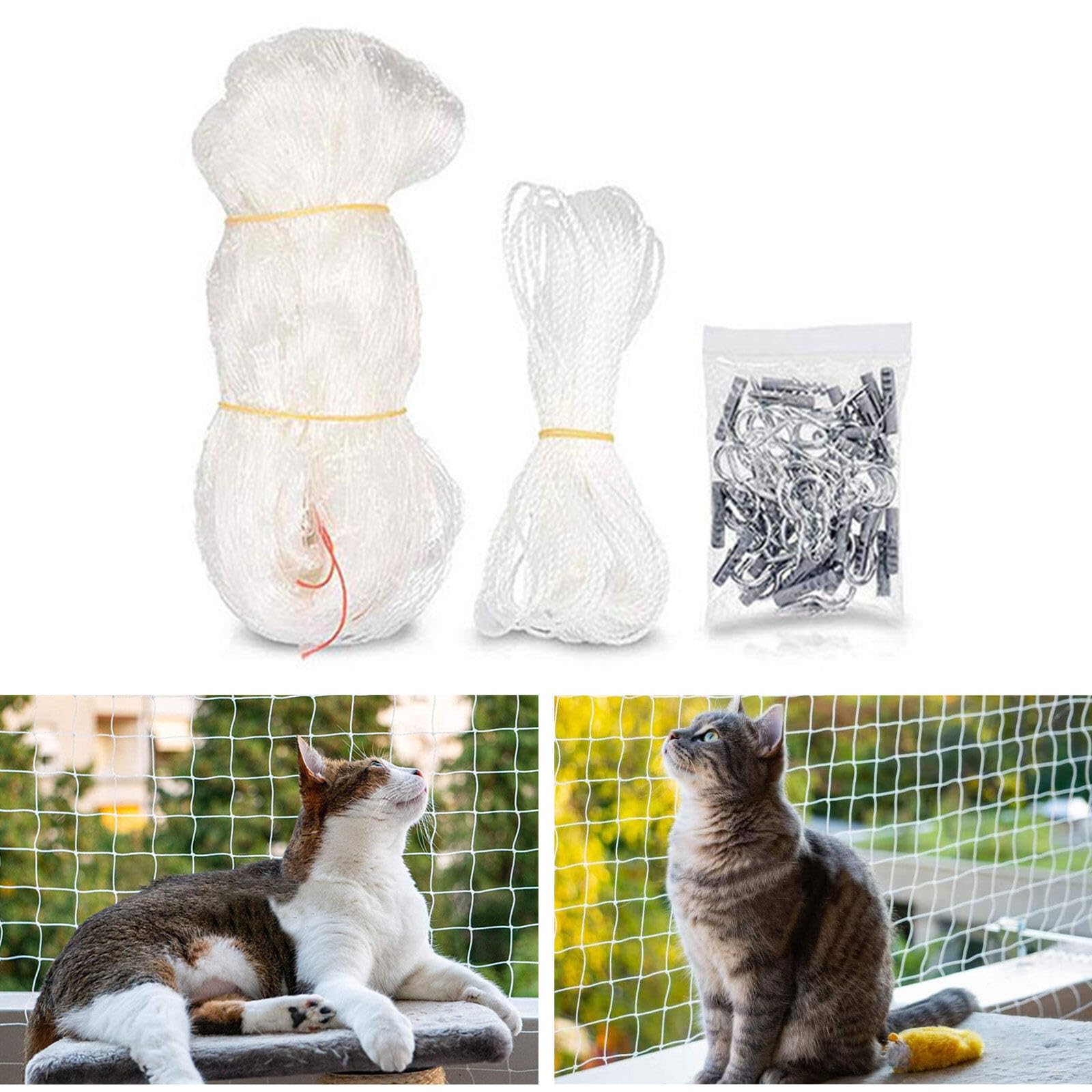 Dzmuero Red Gatos terraza, 1.5 * 2M Red Gatos, Red Gatos Ventanas, con Juego de Montaje, Red de Seguridad para Balcones, Red Protectora para Gatos, Red Protectora Ventanas de Mascotas (Transparente)