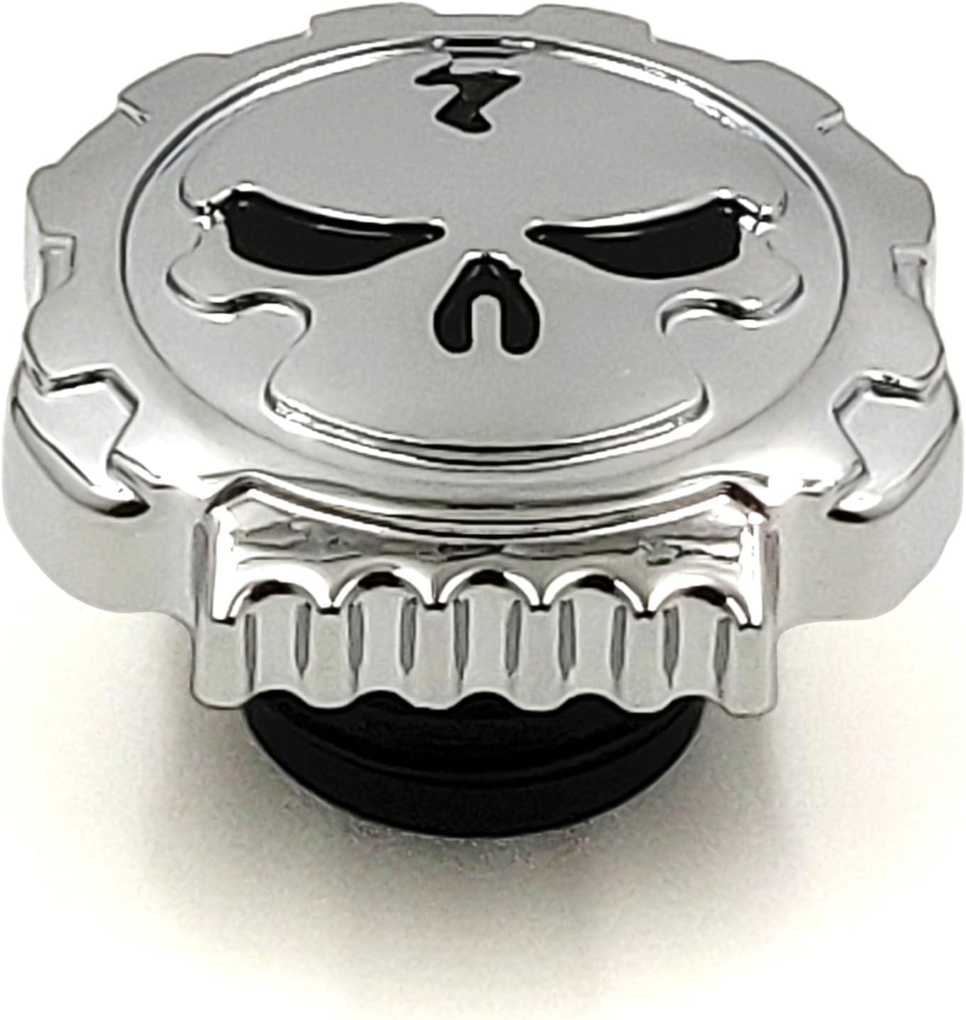 HTTMT- Compatible With 1984-2015 H-D Dyna Softail Sportster Motorcycle Chrome HTTMT Skull Fuel Gas Tank Cap [P/N:US439-002-CD]