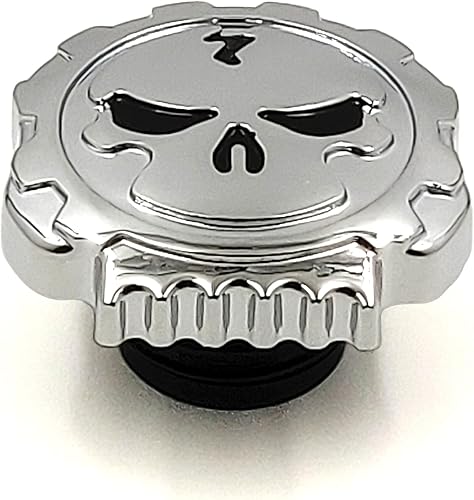 Miniatura 6 de HTTMT - Tapa de gasolina cromada con calavera ventilada compatible con H-D XL y tapa de tanque de gas Big Twin 84-15 PN MT439-002-CD(OLD)