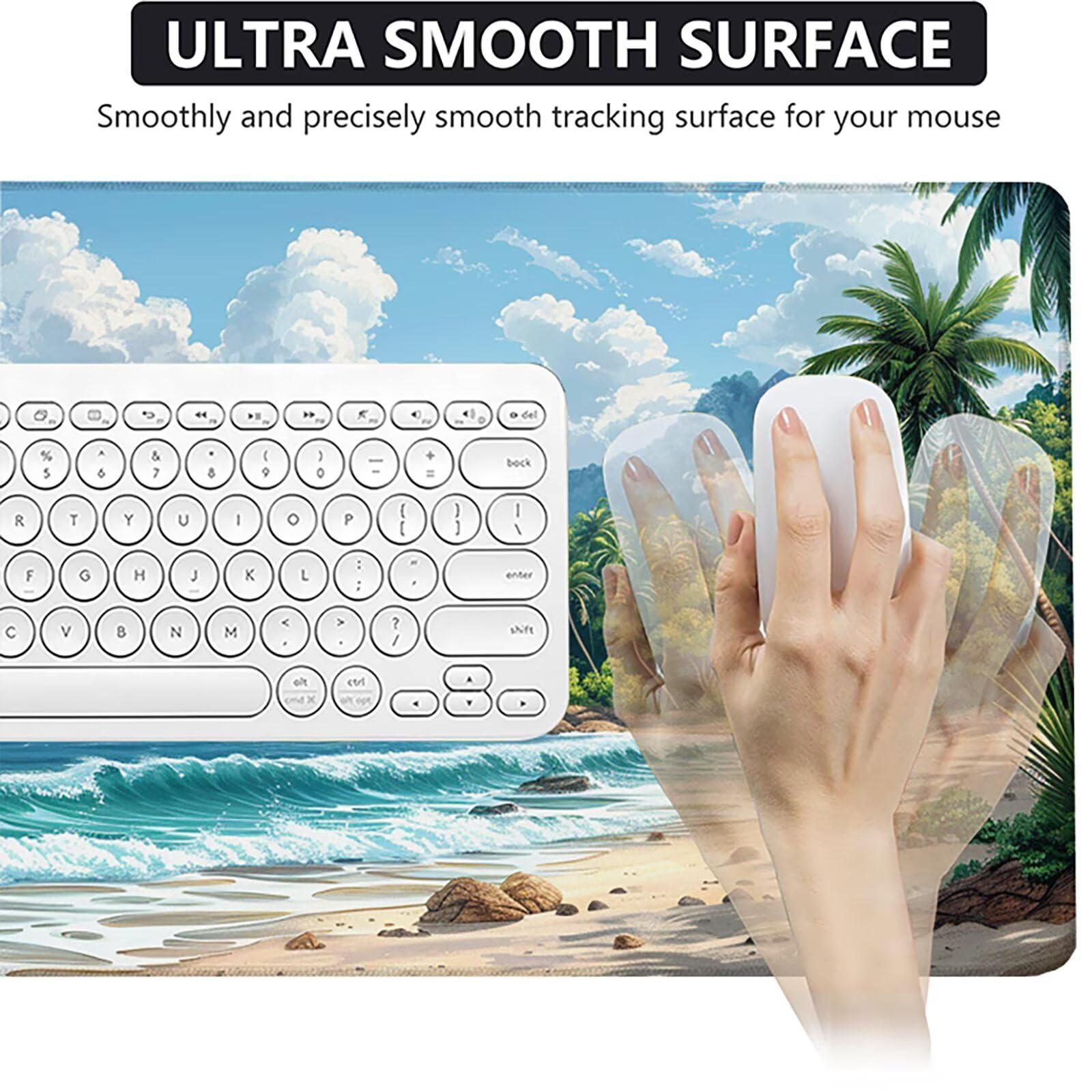 Playa Alfombrilla Ratón Gaming XXL 1500x800x3mm, Alfombrilla Gaming Azul Mousepad con Base de Goma Antideslizante, Impermeable Desk Mat para Teclado y Raton, Accesorios Gaming, Regalos de Hombre L-K