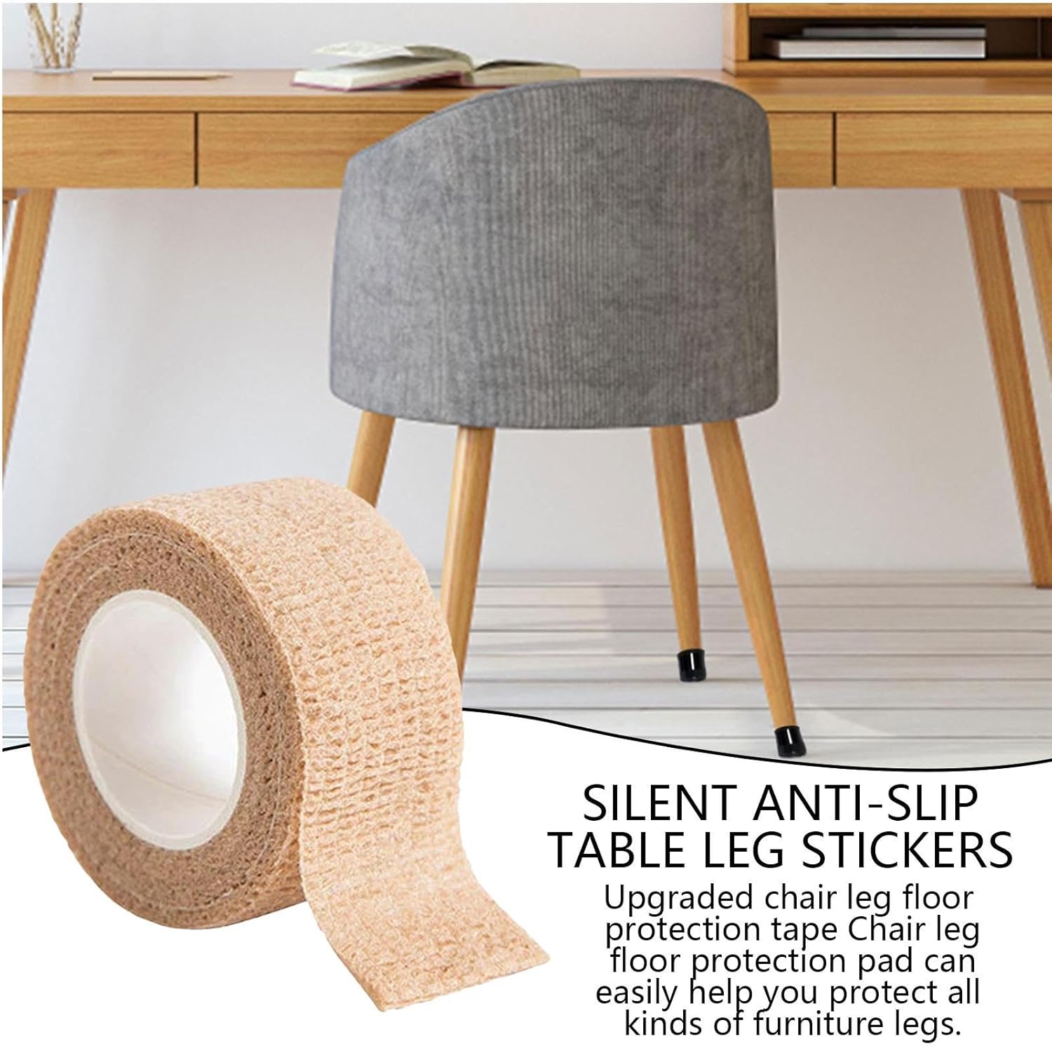 Chair Leg Protectors Non Slip Tape - Non Slip Furniture Grippers Self Stick Pads - No Glue Self Adhesive DIY Chair Leg Protectors Furniture Pads Tape