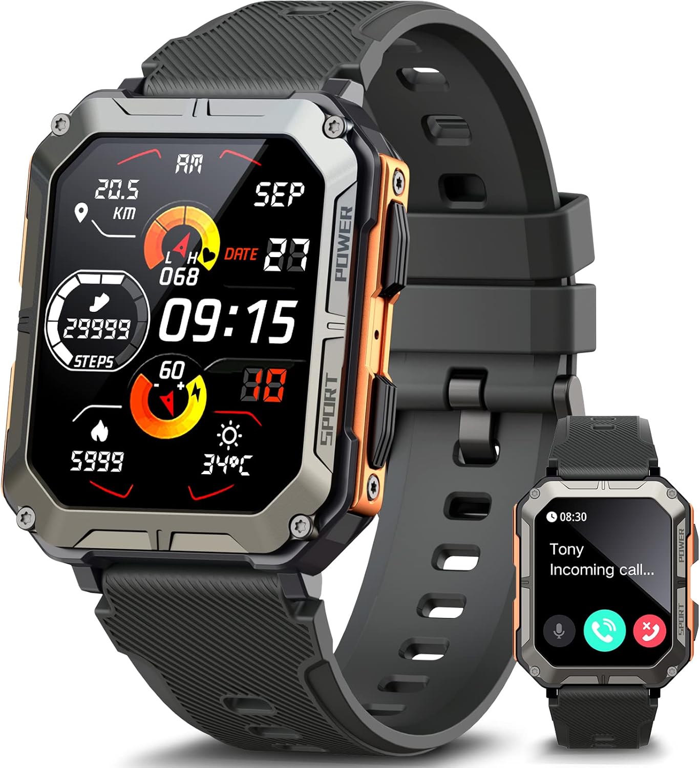 meoonley Military Rugged Smartwatch for Men,Sport Watch