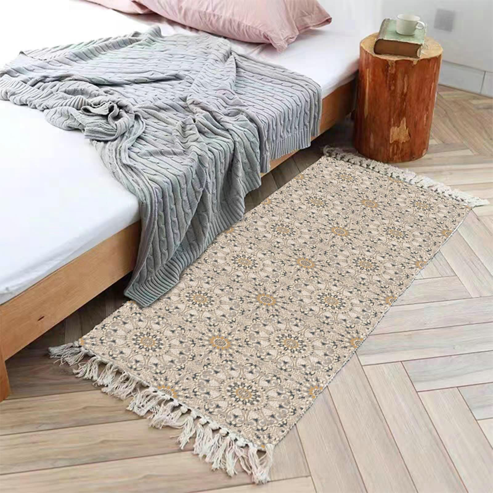 Gualiy Wohnzimmer Teppich Modern, Teppich 120x180 Geometrisch mit Quasten Teppiche Schlafzimmer
