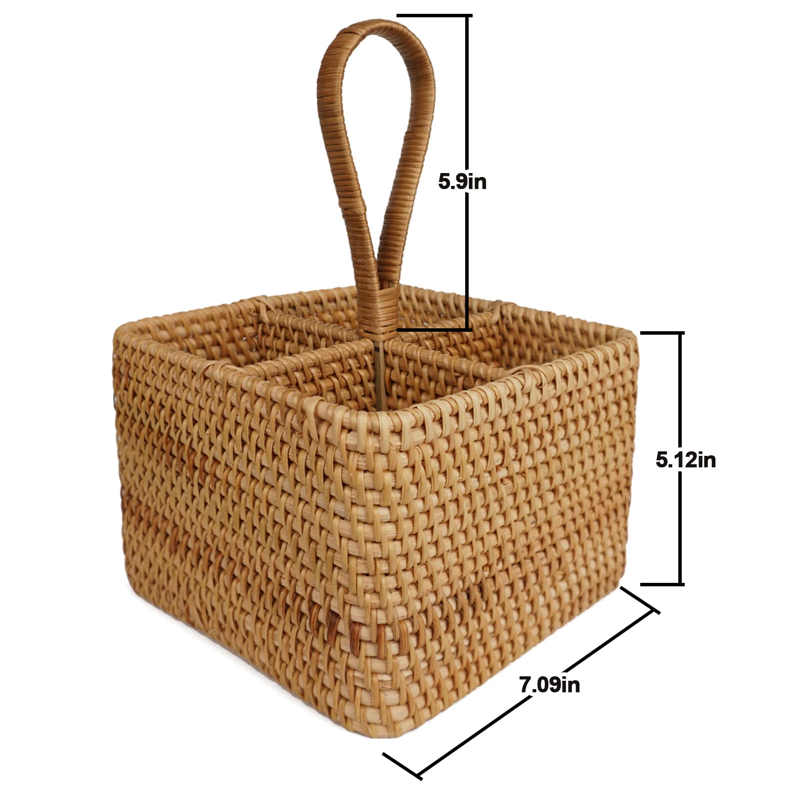 DEARMAMY Besteckkorb Weidengeflecht 26x12x6cm - Geflochtener Utensilienhalter Natur