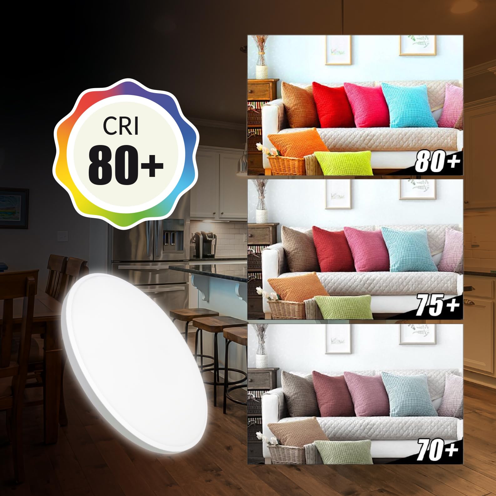 LED ATOMANT 4x Plafon LED Redondo Superficie 30cm 24W RGB+CCT y Mando | Regulable, Facil instalacion
