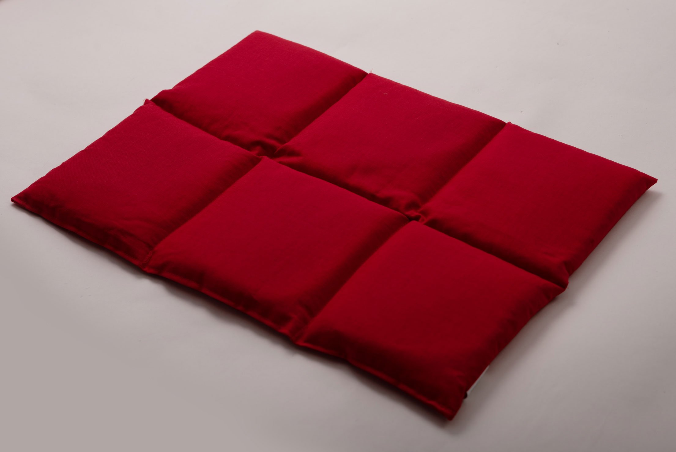 Cuscino termico: Cuscino con semi di colza 40x30 6 compartimenti - rosso - Cotone Bio - Terapia caldo e freddo