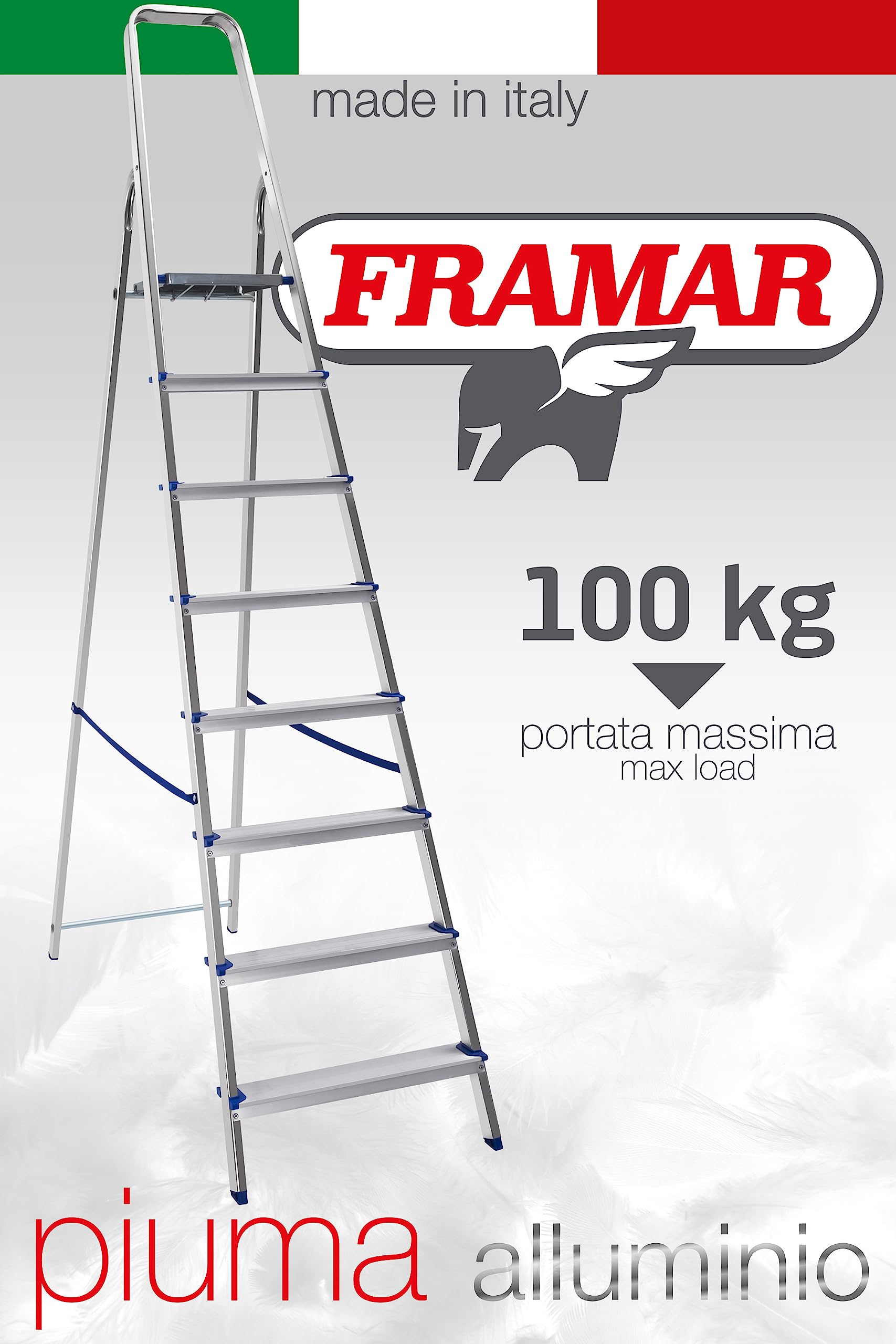 FRAMAR Scala Piuma 8 Gradini in Alluminio - Portata 100 Kg