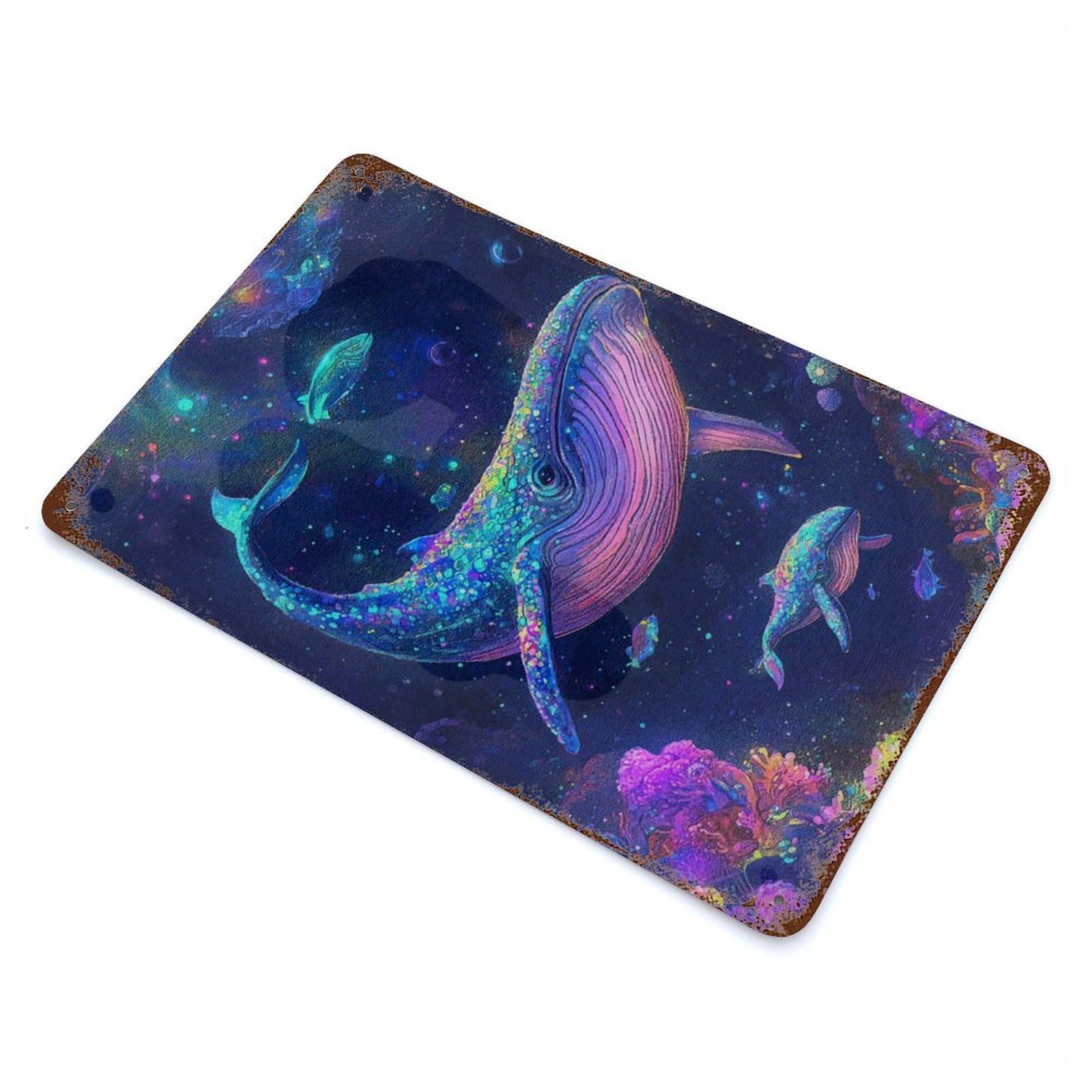 Whale Coral Reef Retro Metal Sign 11.8"x7.9", for Office, Studio And Wall Decor, Industrial Home Decor