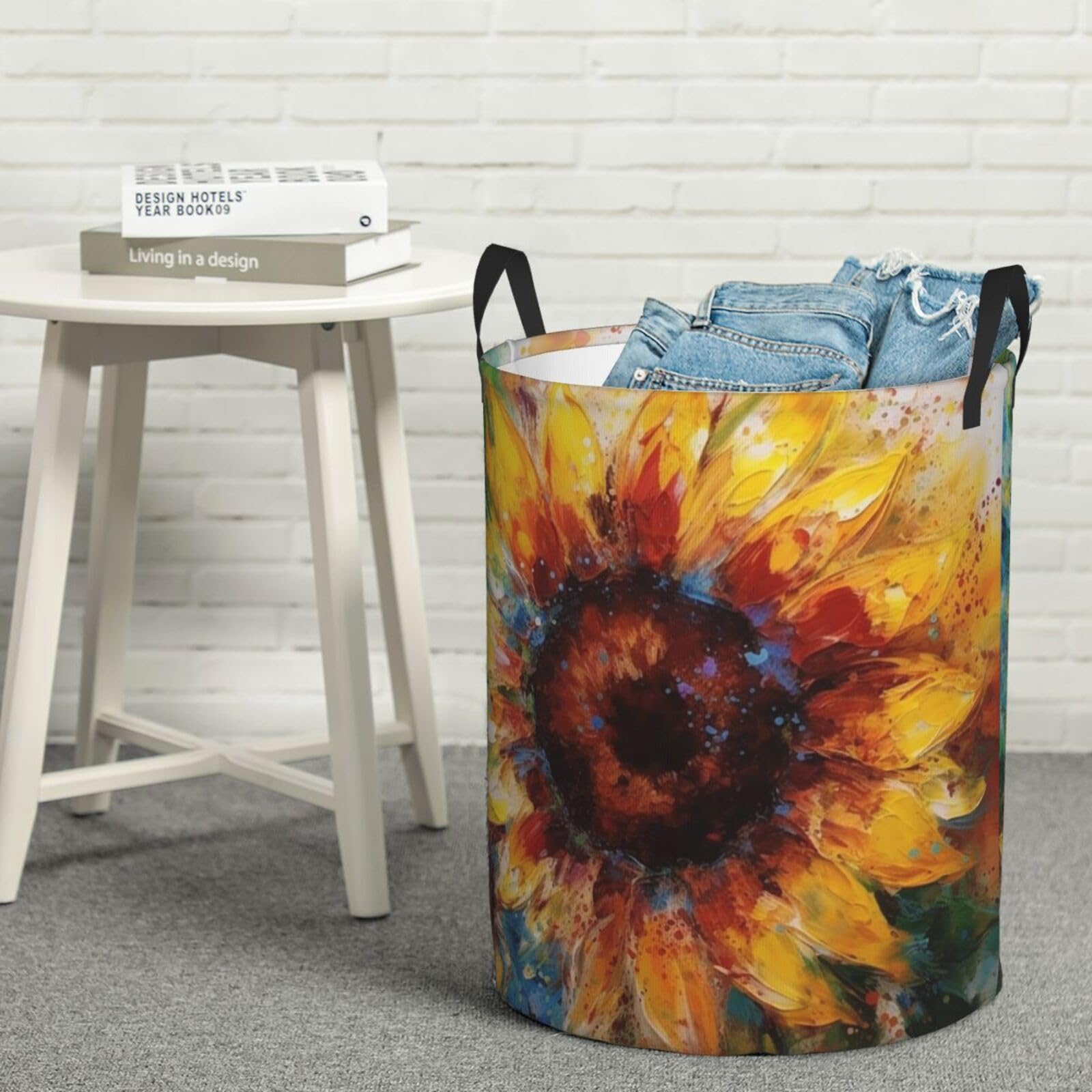 Panier à linge tournesol abstrait en toile imperméable - Rangement salon élégant