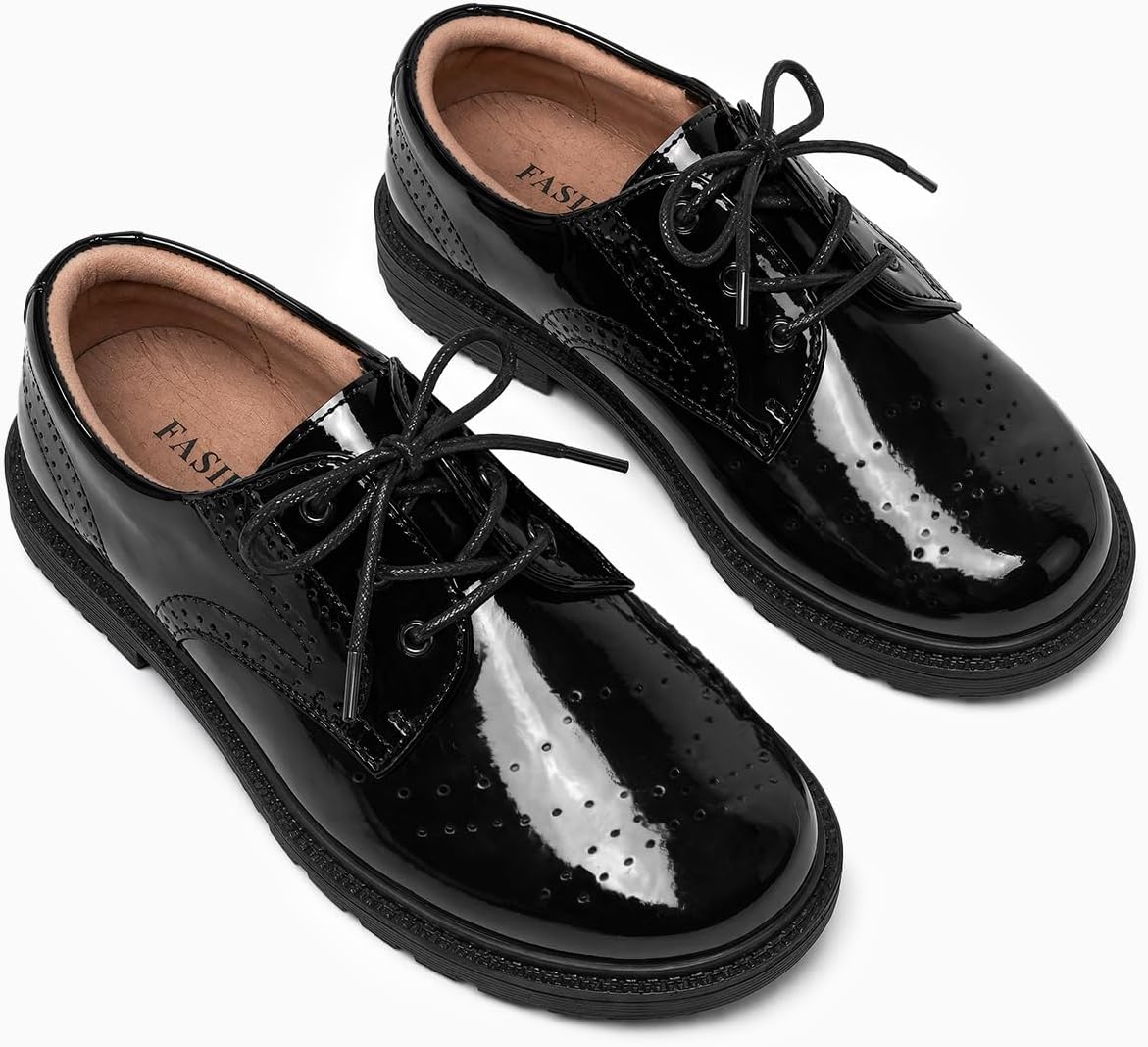 Haloumoning Boys Dress Shoes Oxfords Lace Up School Uniform Loafers