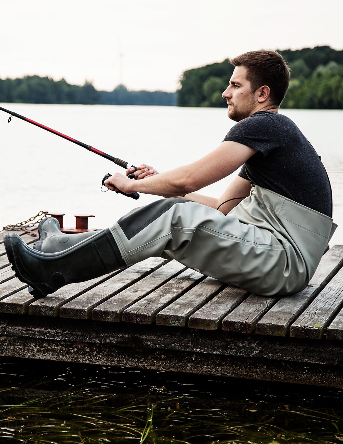 PROS Pantaloni da pesca con ginocchia rinforzate, impermeabili
