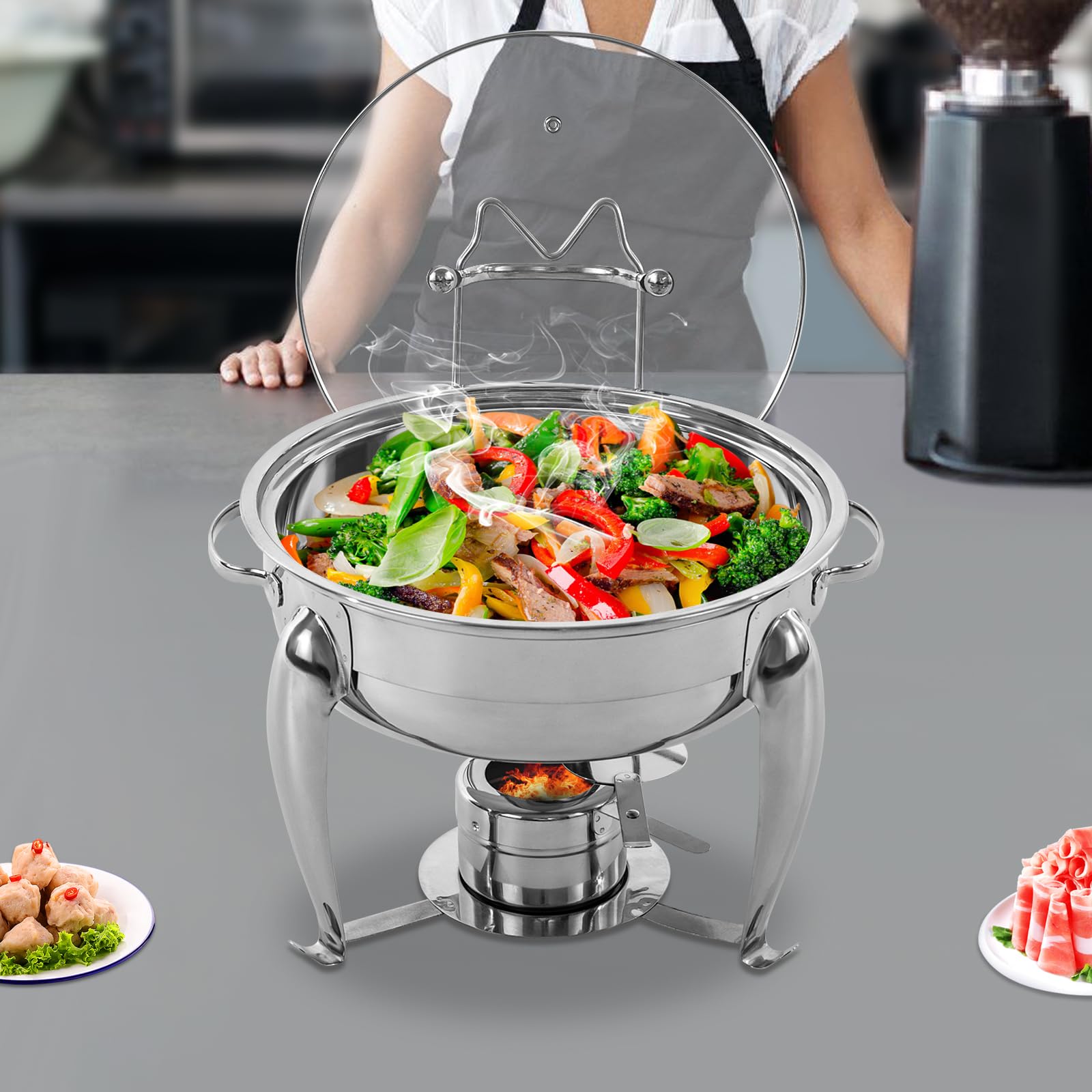 Chafing Dish, 4.23Qt Chafing Dish, scalda buffet, server a buffet e scalda per catering commerciale, buffet, catering, feste, matrimoni, banchetti