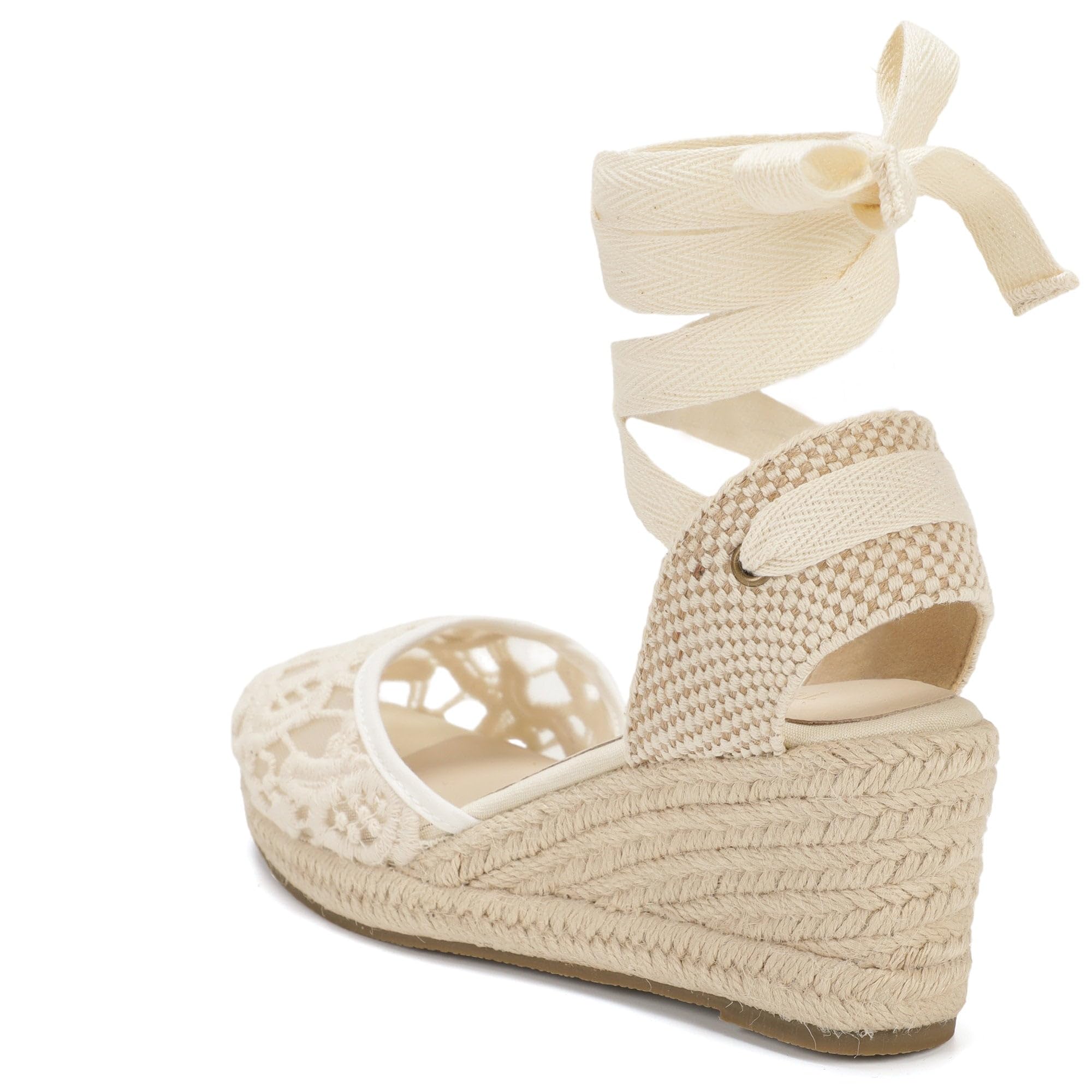 Espadrillas da donna con zeppa, zeppa da 7,6 cm, cinturino morbido alla caviglia, punta chiusa, sandali estivi classici