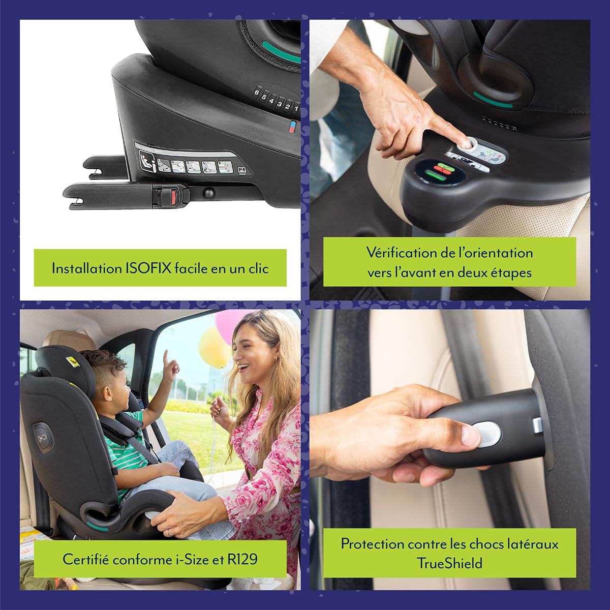 Graco Turn2Me Grow i-Size R129, siège auto 3-en-1 multi-âge rotatif à 360° ISOFIX, de 40 à 125 cm (de la naissance jusqu'à environ 7 ans), harnais à 5 points
