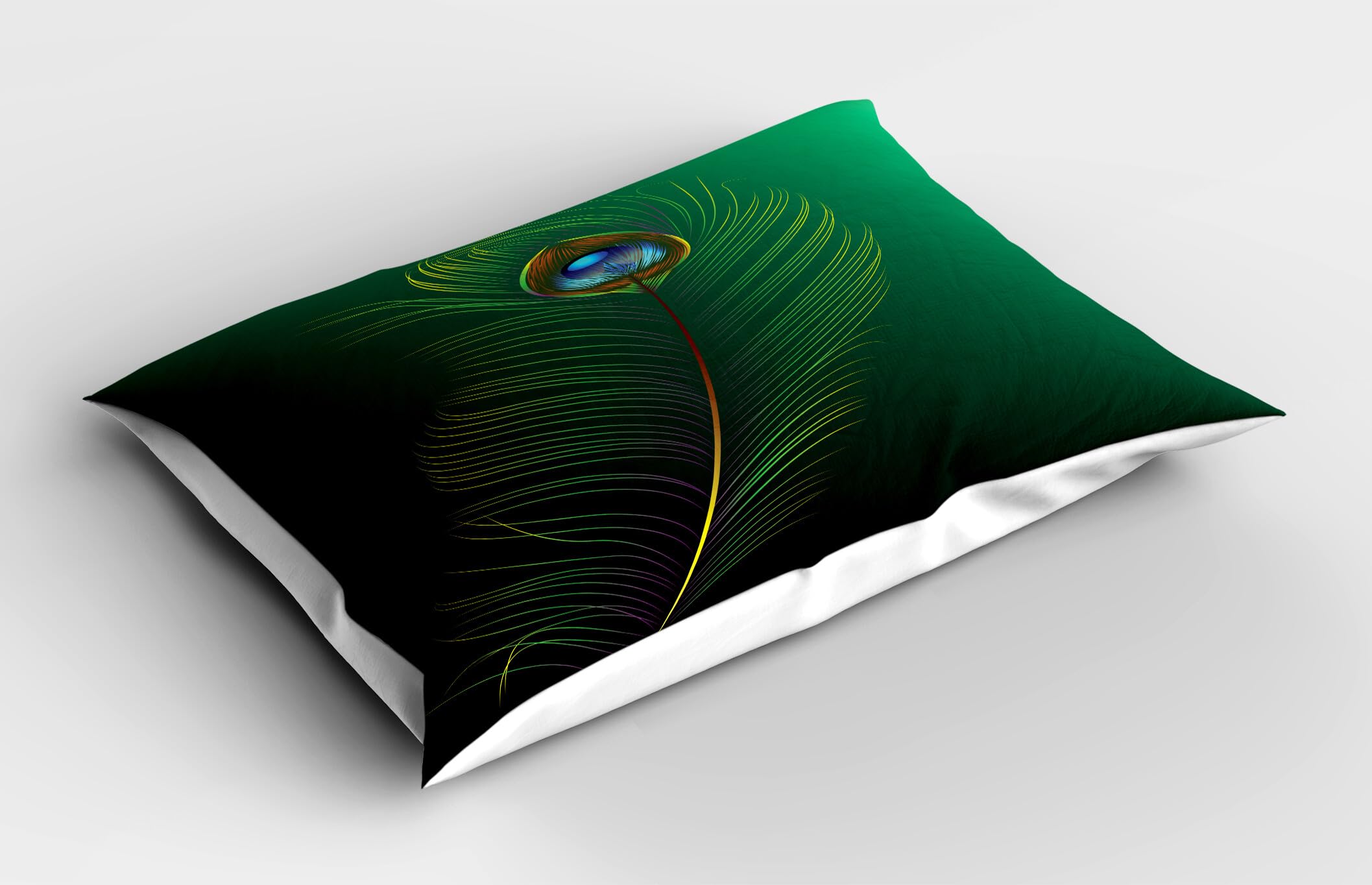 Ambesonne Peacock Pillow Sham Set of 2, Peacock Feather Illustration in Simplistic Style Wild Nature Life Print, Quality Microfiber Bedding Item for All Seasons, 30