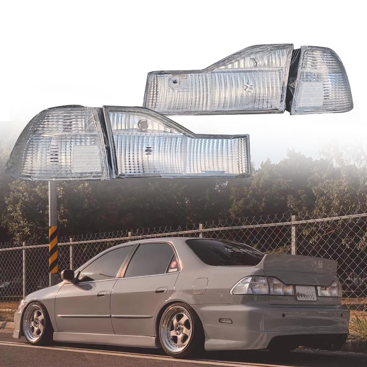 Full Tail Lights Clear Lens Brake Turn Signal Lamp fit For 1998