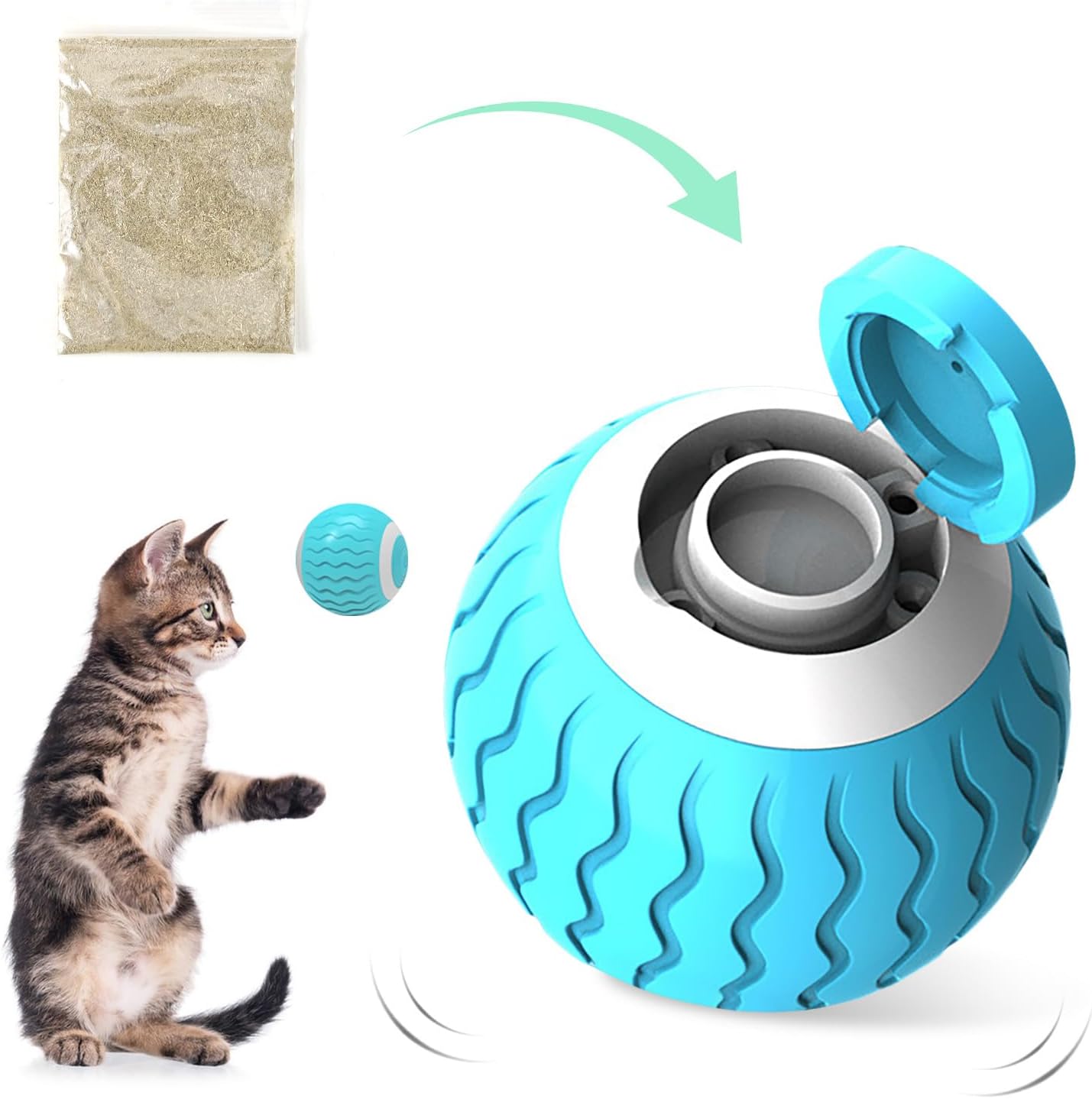 PAKESI Smart Interactive Cat Toy Ball Wicked Ball,Automatic Moving Cat