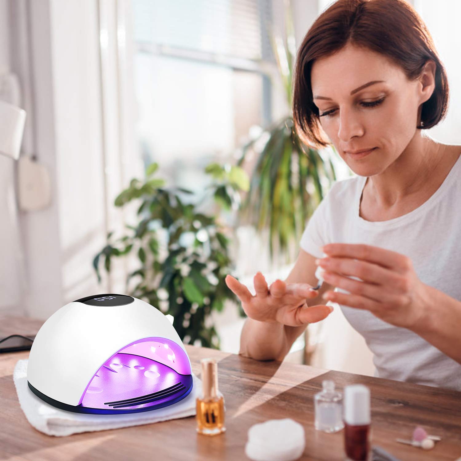 Secador de uñas LED UV, SZSMD 80 W, lámpara de uñas con sensor, temporizador 30/60/90/120S, pantalla LCD, sensor de infrarrojos, placa desmontable, luz profesional para esmalte de uñas de gel Shellac