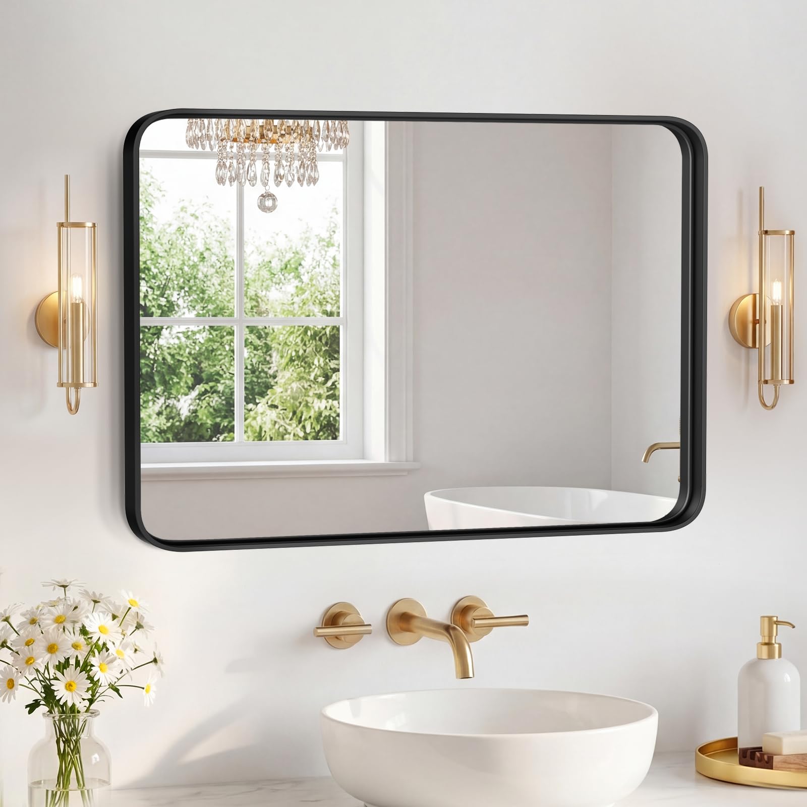 Sweetcrispy Bathroom Mirror 32x24 Inch, Vanity Mirror for Wall