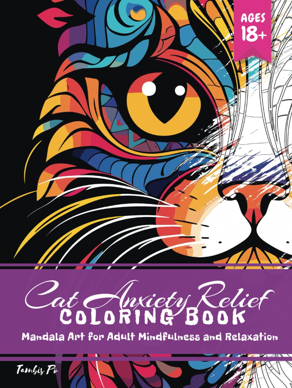 Livre coloriage chat pour moment de détente et relaxation adulte chez soi