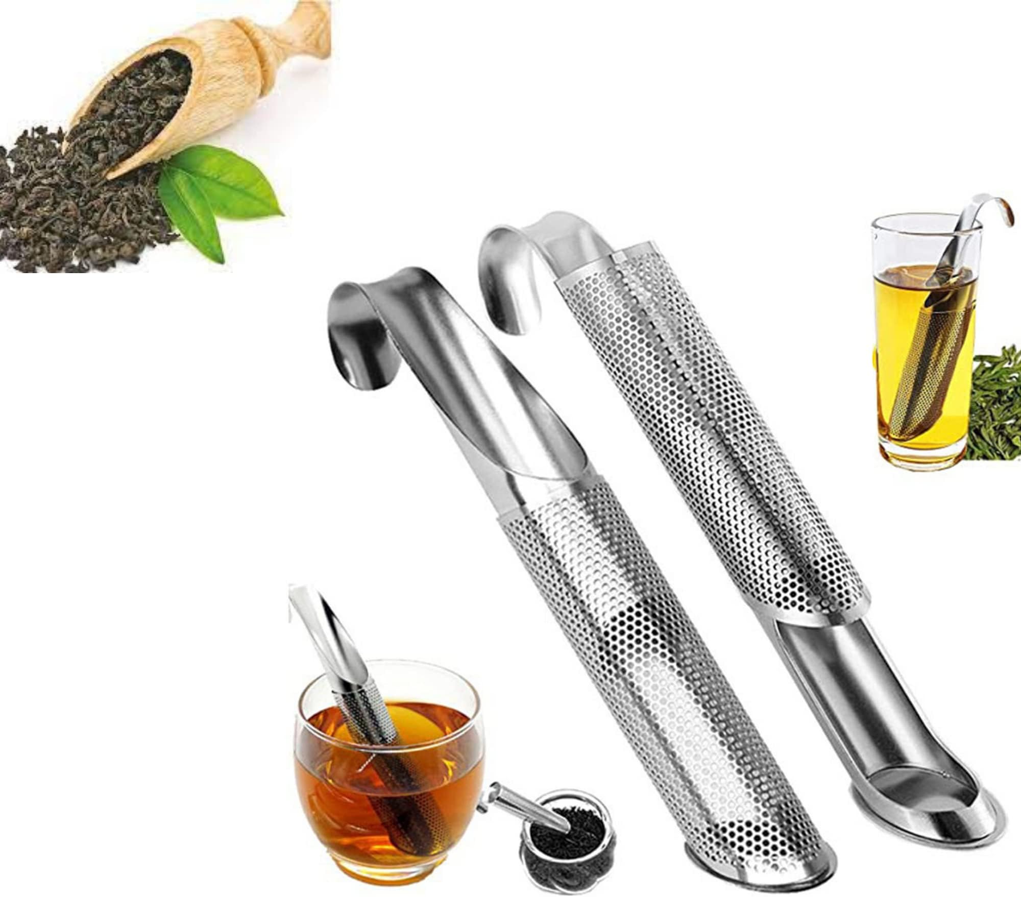HARUDD Stainless Steel Tea Infuser Tea Diffuser Tea Strainer for Loose Tea (Tea Recipe Ebook) Scented Tea, Ginger Tea, Spices, Herbs Long-Handle Tea Filter Pipe for Hanging on Mugs. (1 Pcs/Pack)