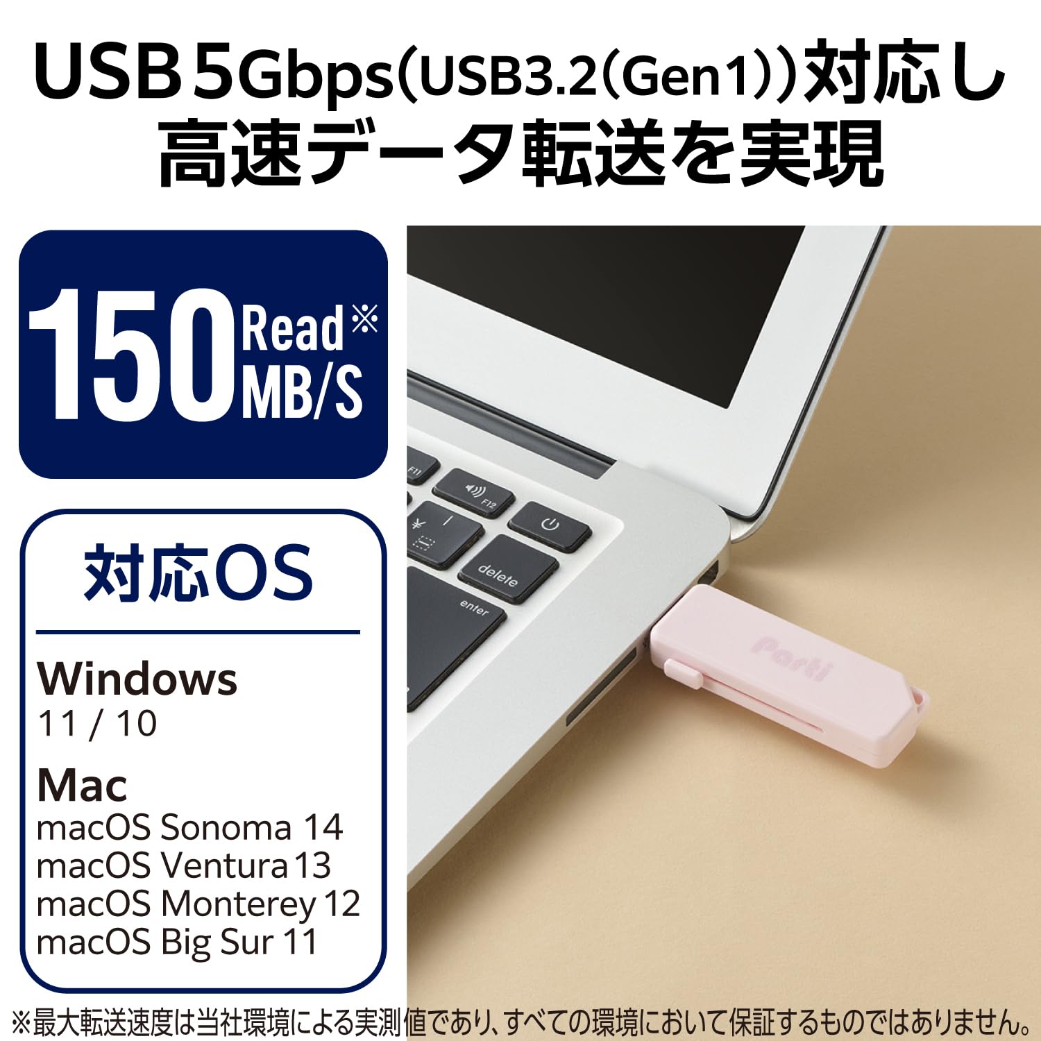 Elecom 32GB USB 3.2 Flash Drive With Security Software - White Compact Design