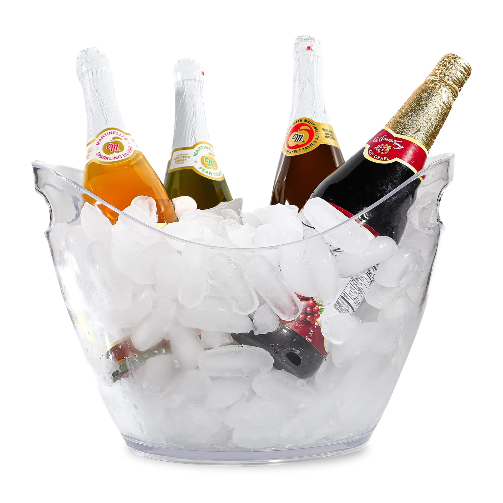 Large Ice Bucket for Parties, 8L Drink Bin, Clear Champagne Bucket, Mimosa Bar Supplies, Wine Bucket Chiller for Parties, Party Beverage Tub, Holds 2-