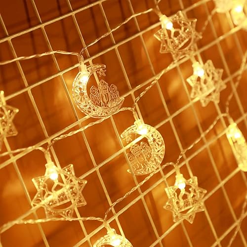 Miniatura 4 de 40 LEDs 20 ft Ramadan Eid String Lights Muslim Decorative Lights Mubarak Islam Fairy Lights Star Moon Castle Lantern String Lights with Remote USB
