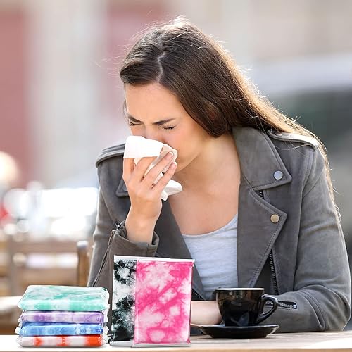 Miniatura 114 de Paquete de 24 pañuelos de tamaño de viaje, paquete delgado de 3 capas, tamaño cartera, pañuelos de bolsillo para viajes, bodas, fiestas, 6 estilos