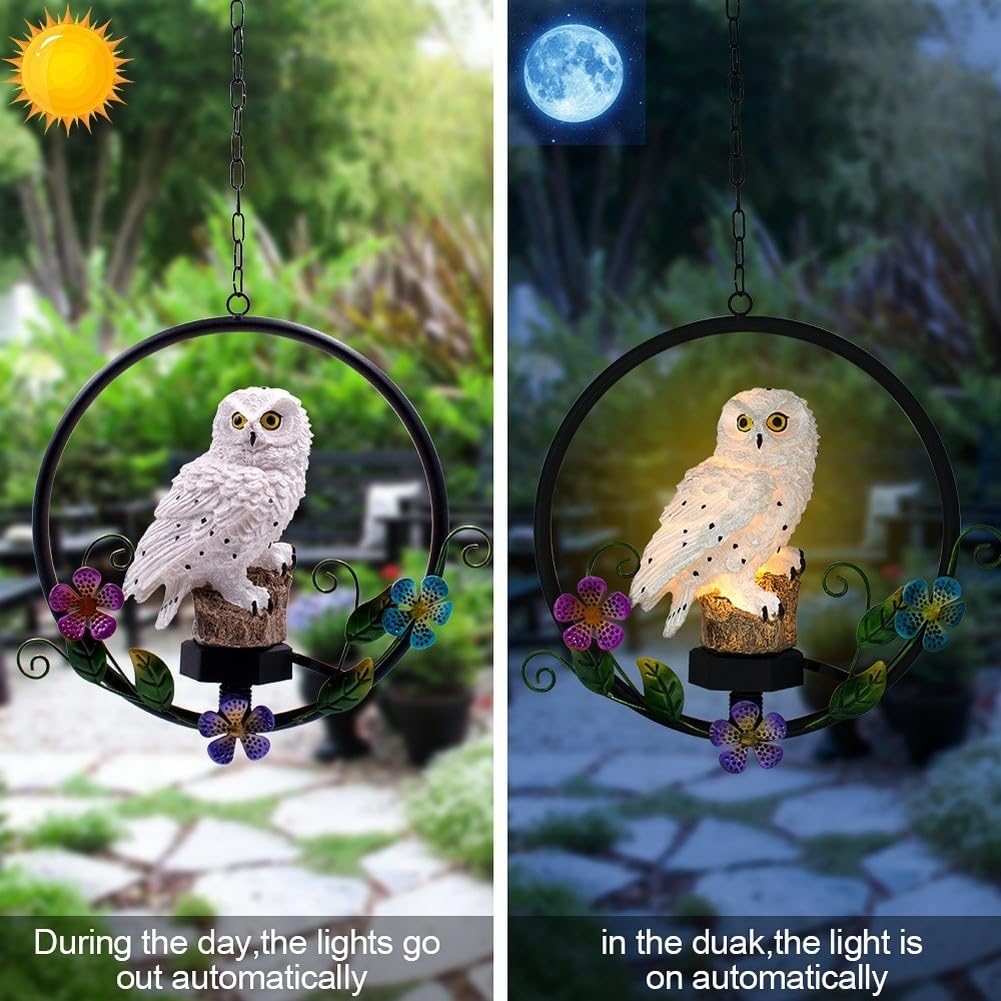 Solarna lampa ścienna z sową LED do ogrodu