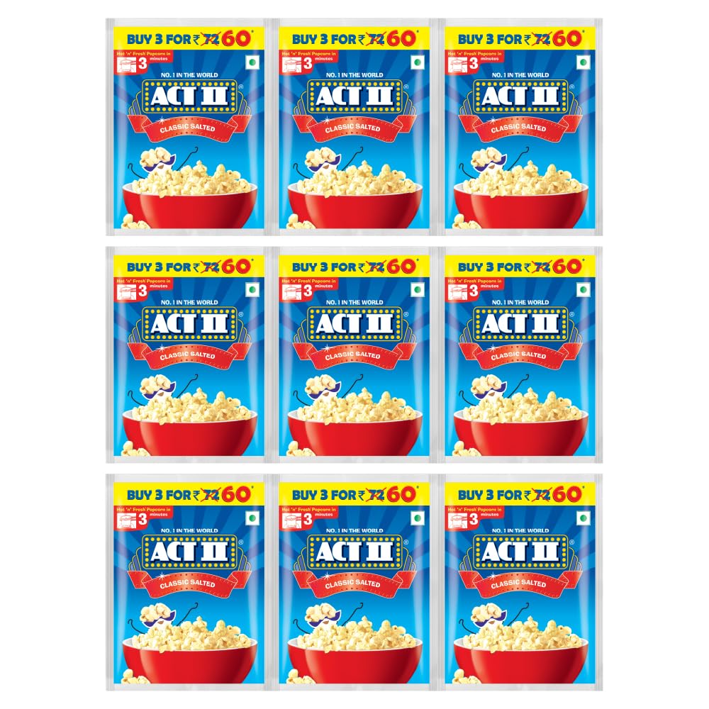 ACT II Instant Popcorn -Classic Salted | 495g (165g Pack of 3)