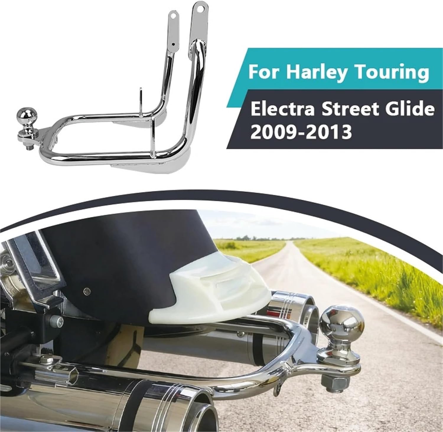 Chrome Trailer Tow Hitch for Harley Touring 2009-2023