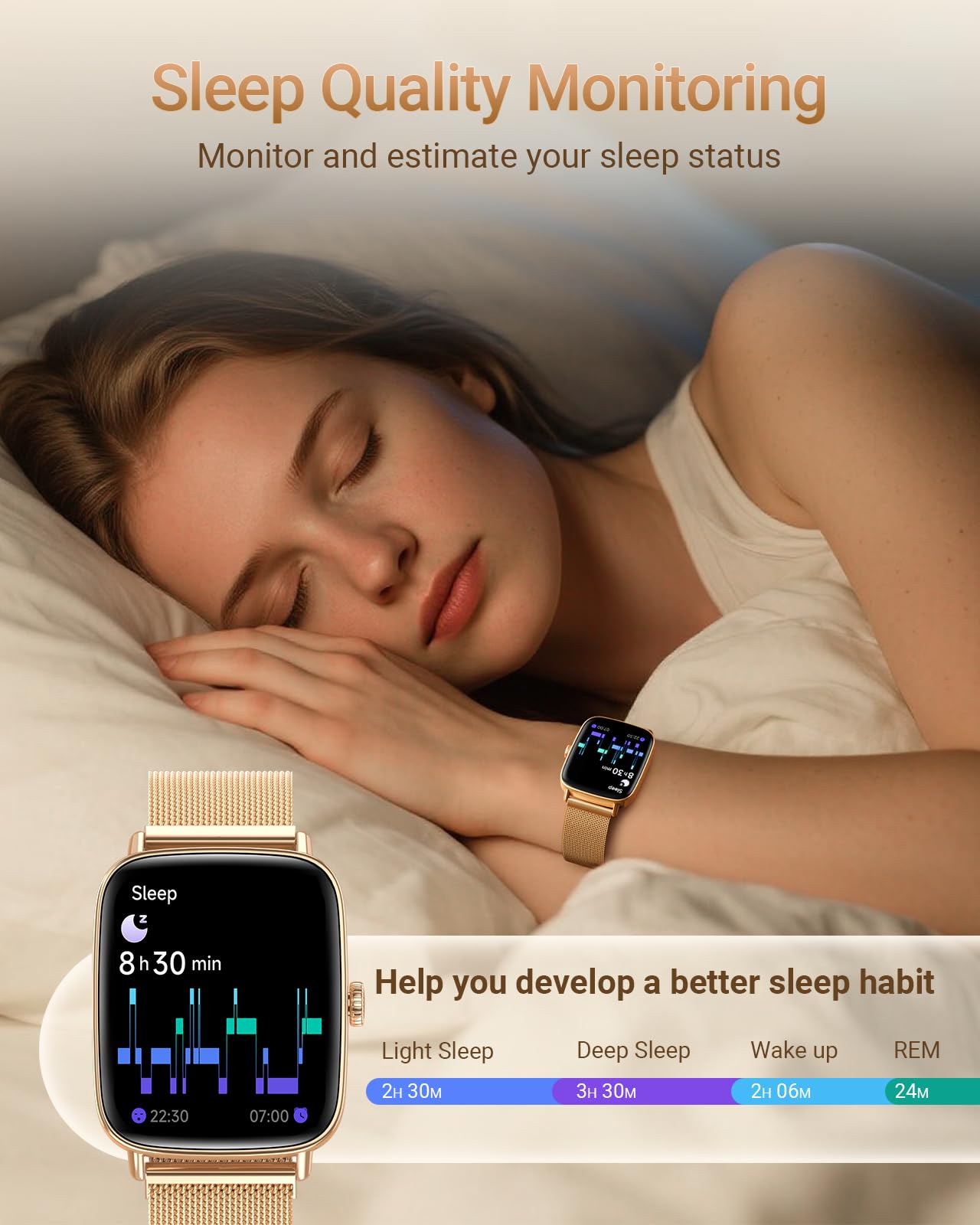 Smartwatch Donna Uomo Chiamate e Whatsapp, 1.85" Smart Watch Contapassi Cardiofrequenzimetro da polso/SpO2/Contapassi/Sonno, Orologio Smart Fitness Sportivo Impermeabile per Android iOS