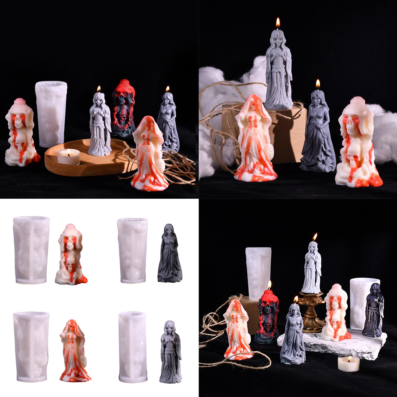 Generisch 4 moldes de silicona para velas, jabón, Halloween, fiestas de Halloween, decoración de novia