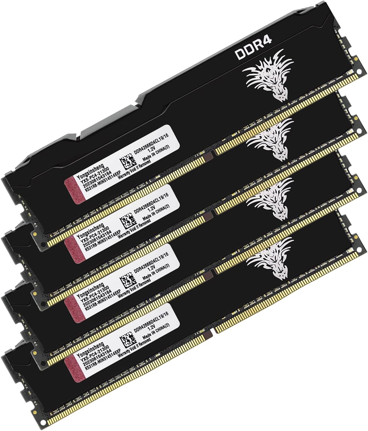 DDR4 2666MHz 64GB Kit (16GBx4) Desktop RAM PC4-21300 UDIMM Non-ECC Unbuffered 1.2V 288-Pin CL19 PC Computer Memory Upgrade Module Kit (Black)