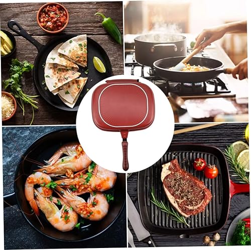 Miniatura 3 de Sartén antiadherente de doble cara portátil BBQ Grill Pan de aleación de aluminio Tortilla Pan Flip Pan 11.0 in Olla de doble cara