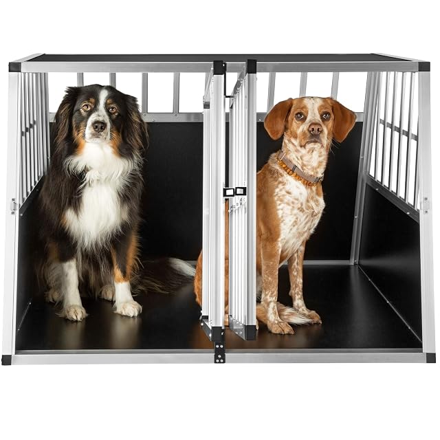 tectake® Transportin Perro Coche, Jaula para Perros con Puerta y Cerradura, Transportin Perro Grande Robusto…