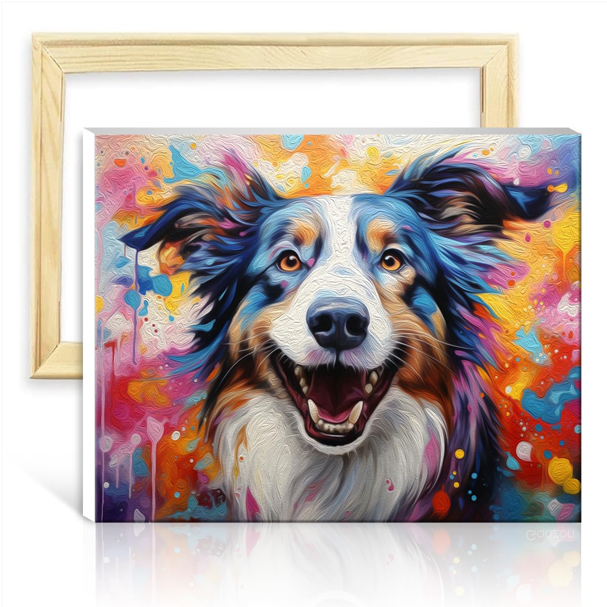 TANGFEIY Paintting Canvas Oil Painting Kit a Collie Dog DIY Oil Painting Adult Paint by Number with Brushes and Acrylic Pigment on Canvas Arts Crafts Project NO Frame(60x75cm) — image 1