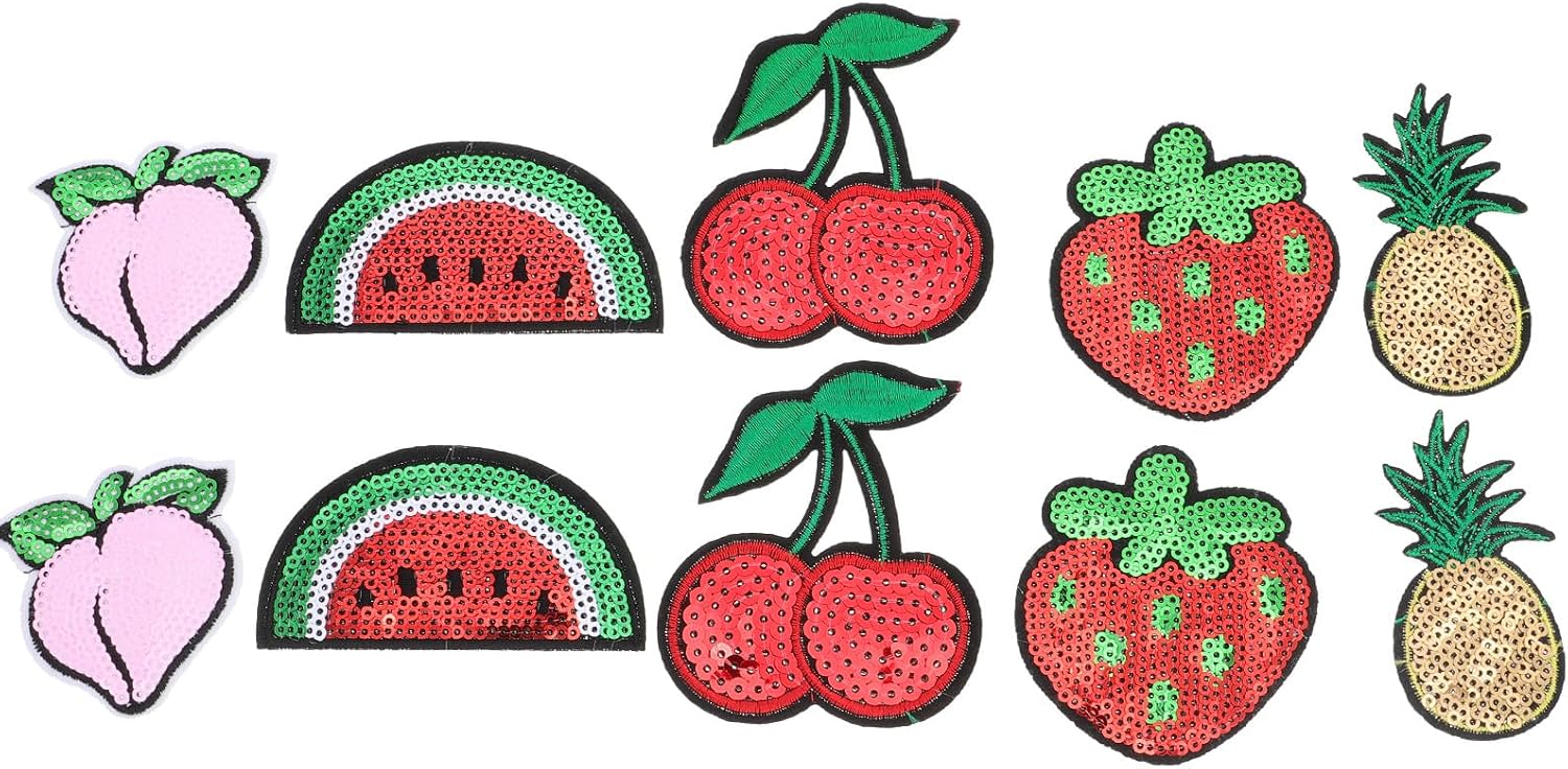 Adhesive Sequins Patches 10pcs Fruit Garment Patches for Clothing DIY Clothes Accessories Decorative Repair