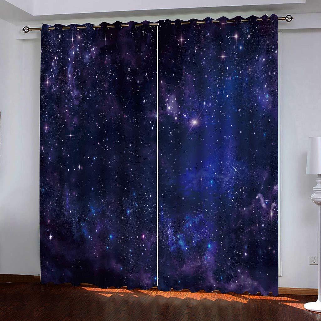 Rideaux occultants bleu étoile 140x290 cm pour chambre d'enfant
