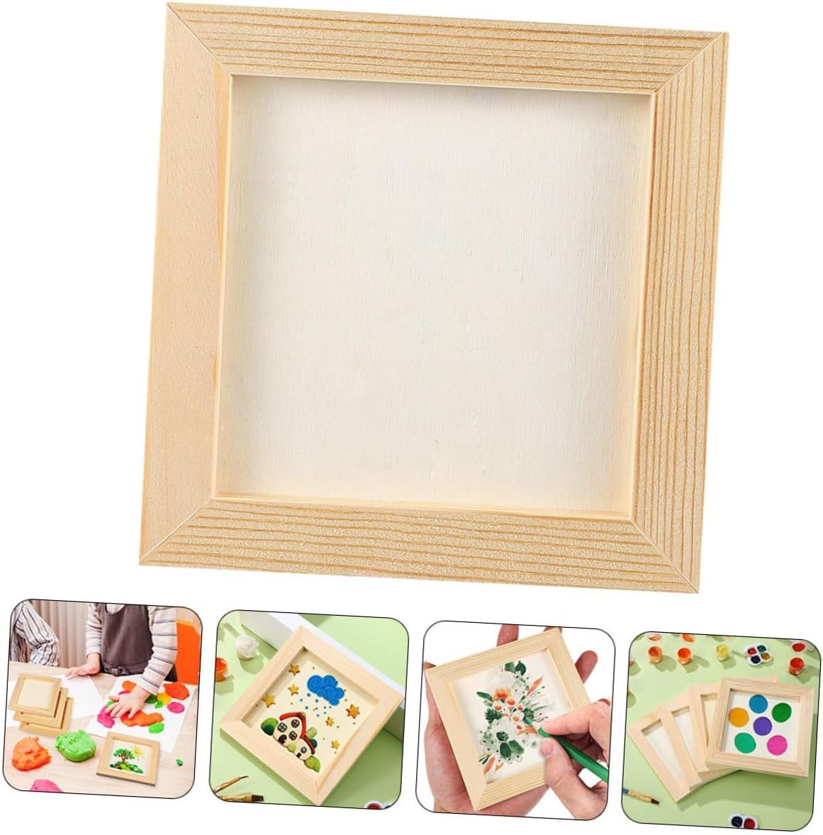Wakauto 5 Pcs Wood Picture Frames Blank Paintable DIY Craft for Kids