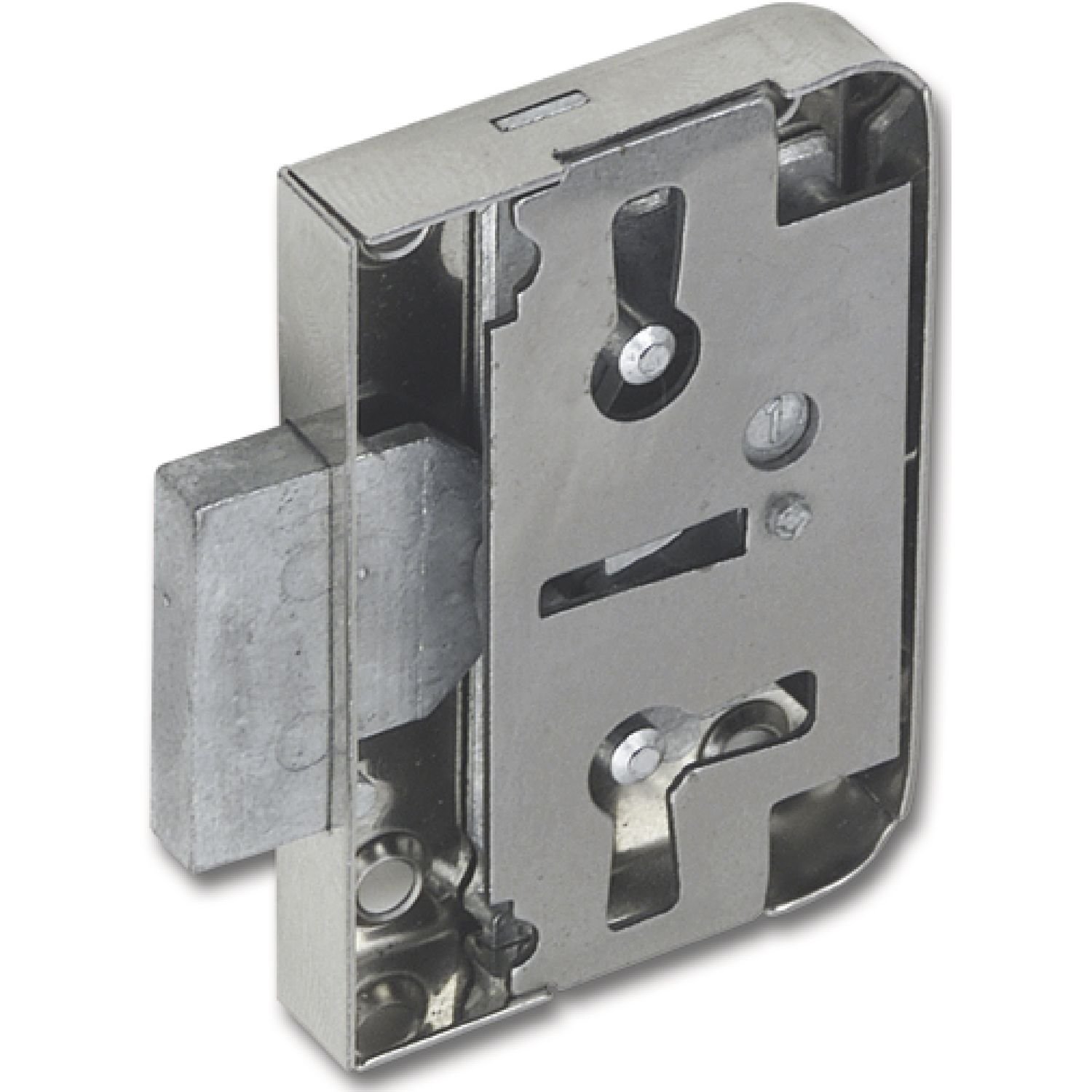 Furniture Lock with Euro Key, Backset 25 mm, Nickel-Plated Steel, Includes Key, Strike Plate and Screws