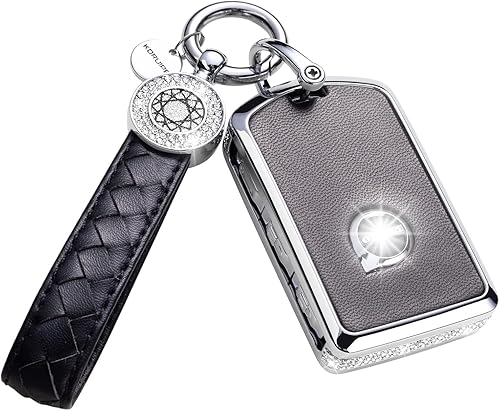Compatible con Volvo - Funda para llavero con llavero de cuero de cristal de protección de 360 grados para Volvo XC90, XC60, XC40, S60, S90, V60,