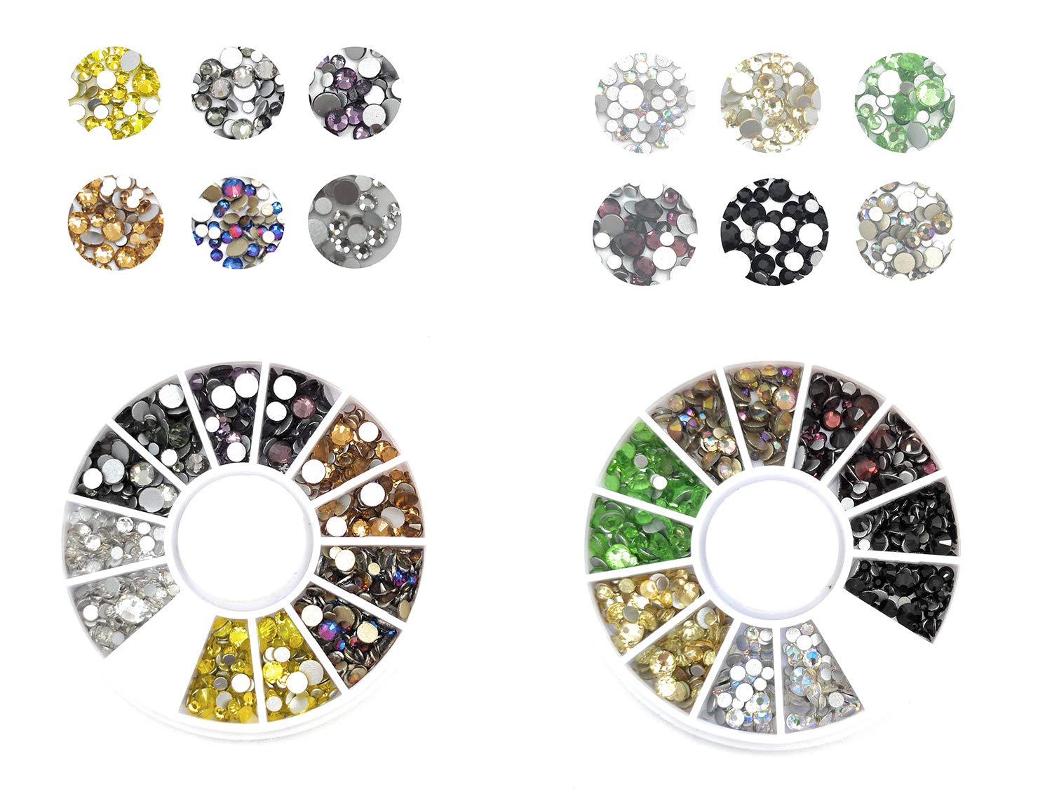 S.A.V.I (Pack of 2) 3D DIY Nail Art Flat back Rhinestone 6 Mixed Colors Crystal Manicure Decoration Disc Wheel (Combo-15)-image-36