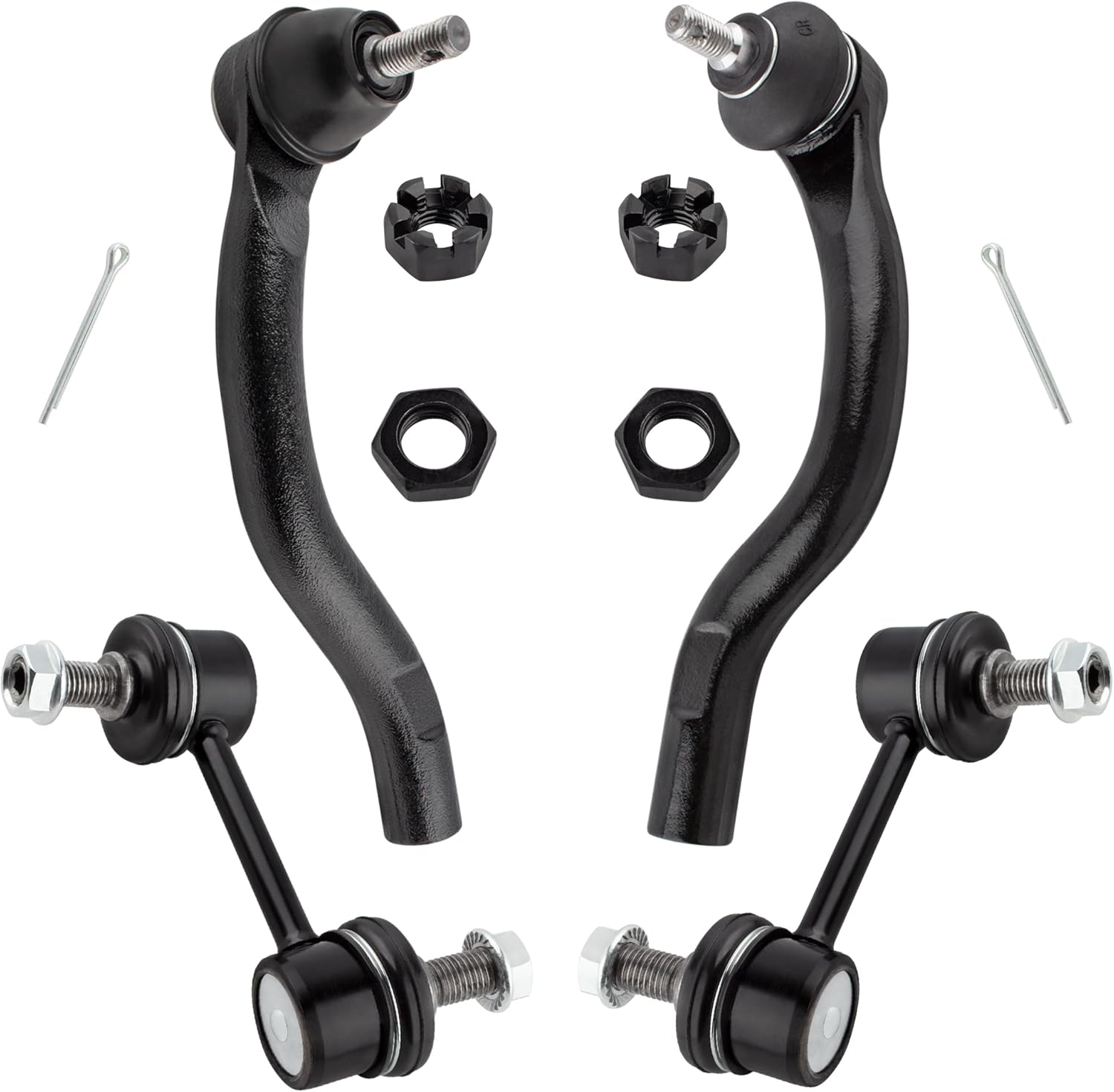 BOXI (Set of 4) Front Outer Tie Rod Ends + Sway Bar End Links Fit for Acura TSX 2004 2005 2006 2007 2008 / for Honda Accord 2003 2004 2005 2006 2007 Coupe/Sedan | Replace ES80288 ES80287 K90456 K90457